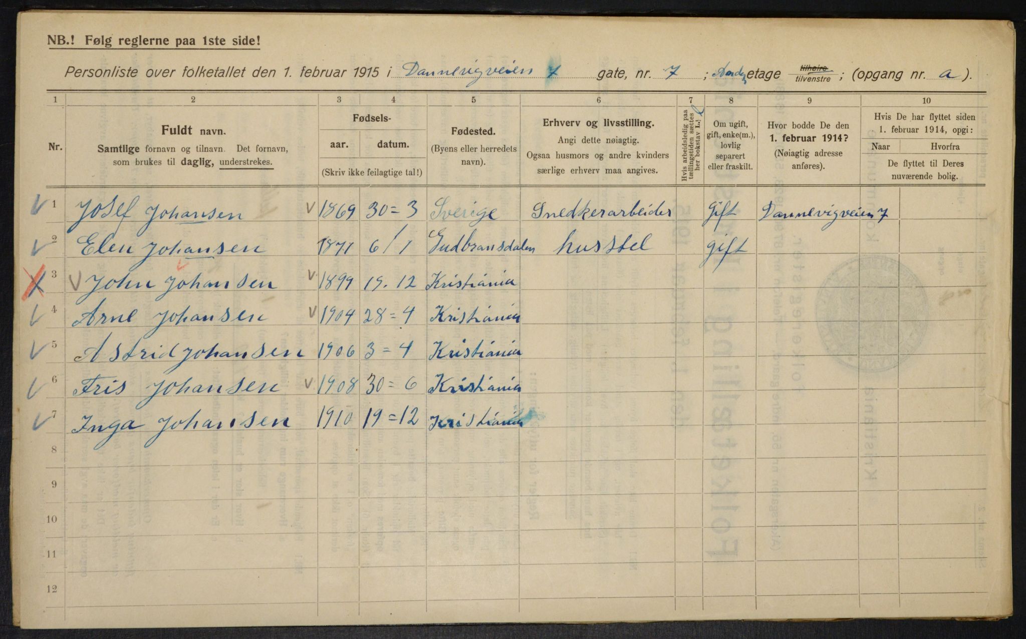 OBA, Municipal Census 1915 for Kristiania, 1915, p. 15079