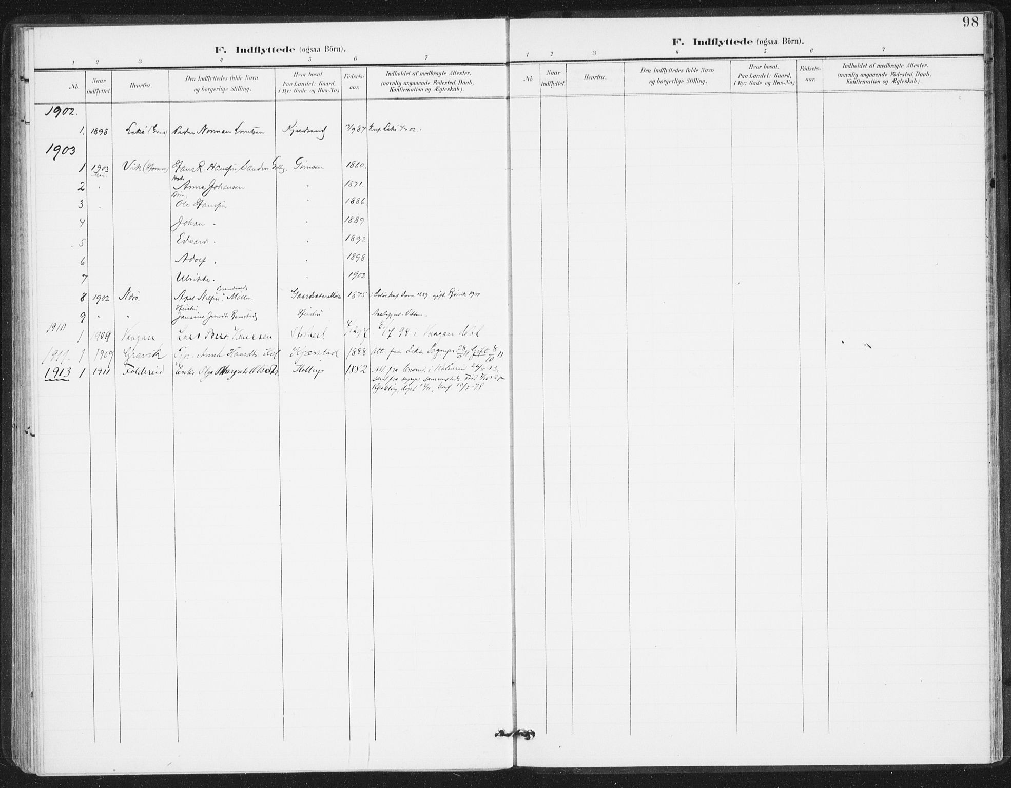 Ministerialprotokoller, klokkerbøker og fødselsregistre - Nordland, SAT/A-1459/811/L0167: Parish register (official) no. 811A04, 1899-1913, p. 98