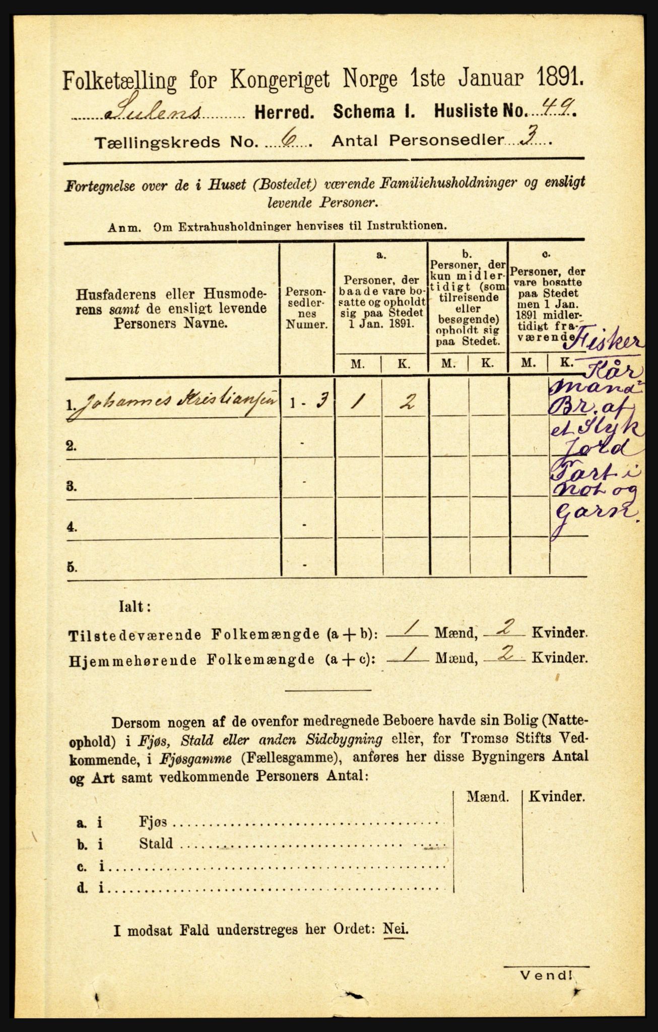 RA, 1891 census for 1412 Solund, 1891, p. 2001