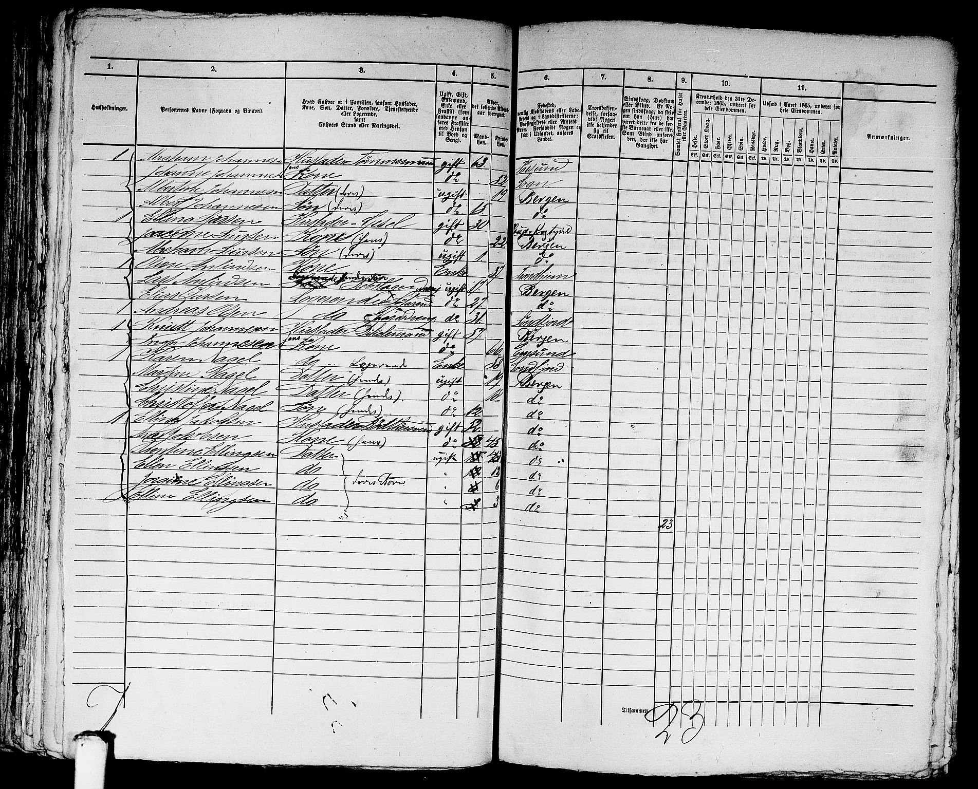 RA, 1865 census for Bergen, 1865, p. 4762