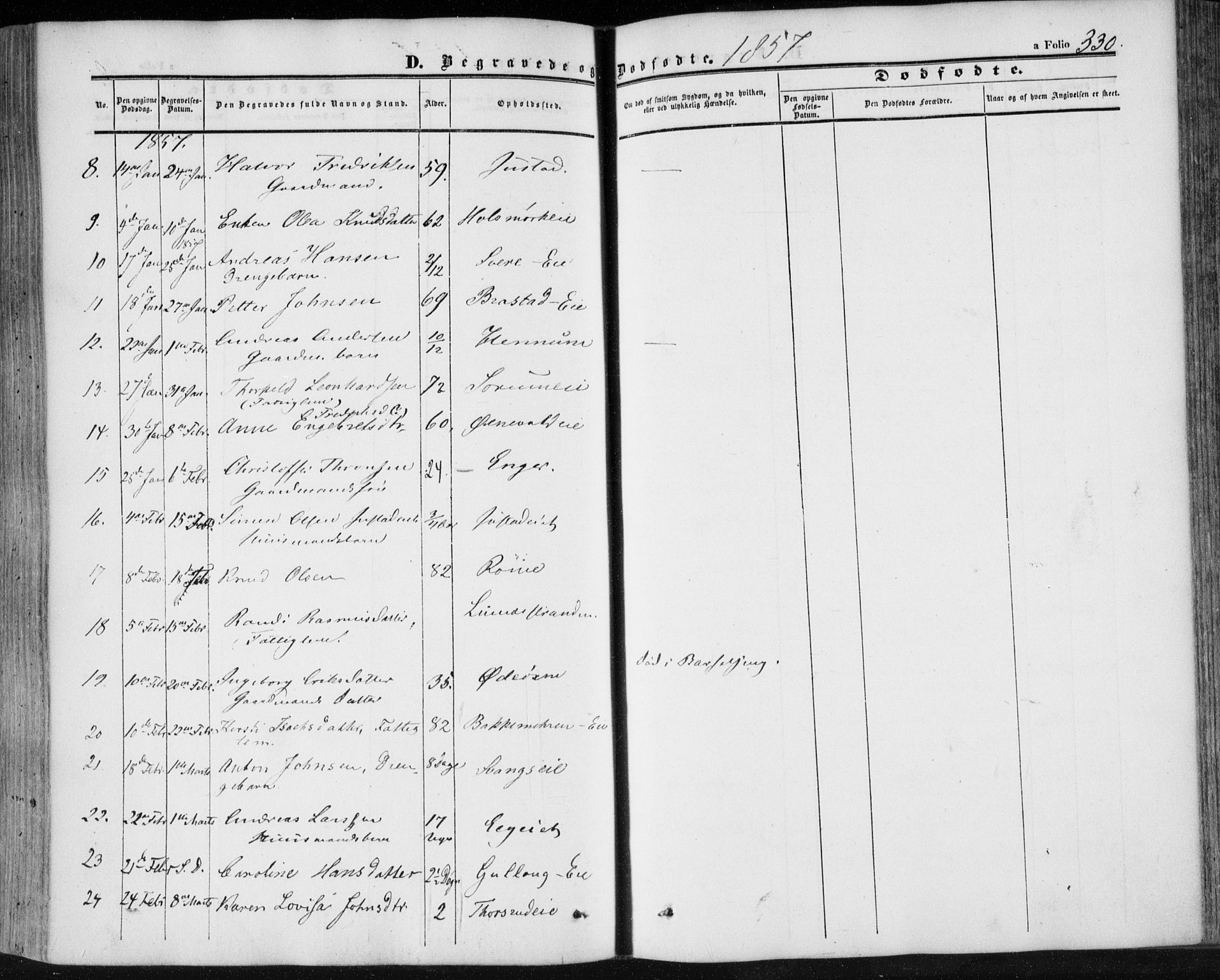 Lier kirkebøker, AV/SAKO-A-230/F/Fa/L0012: Parish register (official) no. I 12, 1854-1864, p. 330