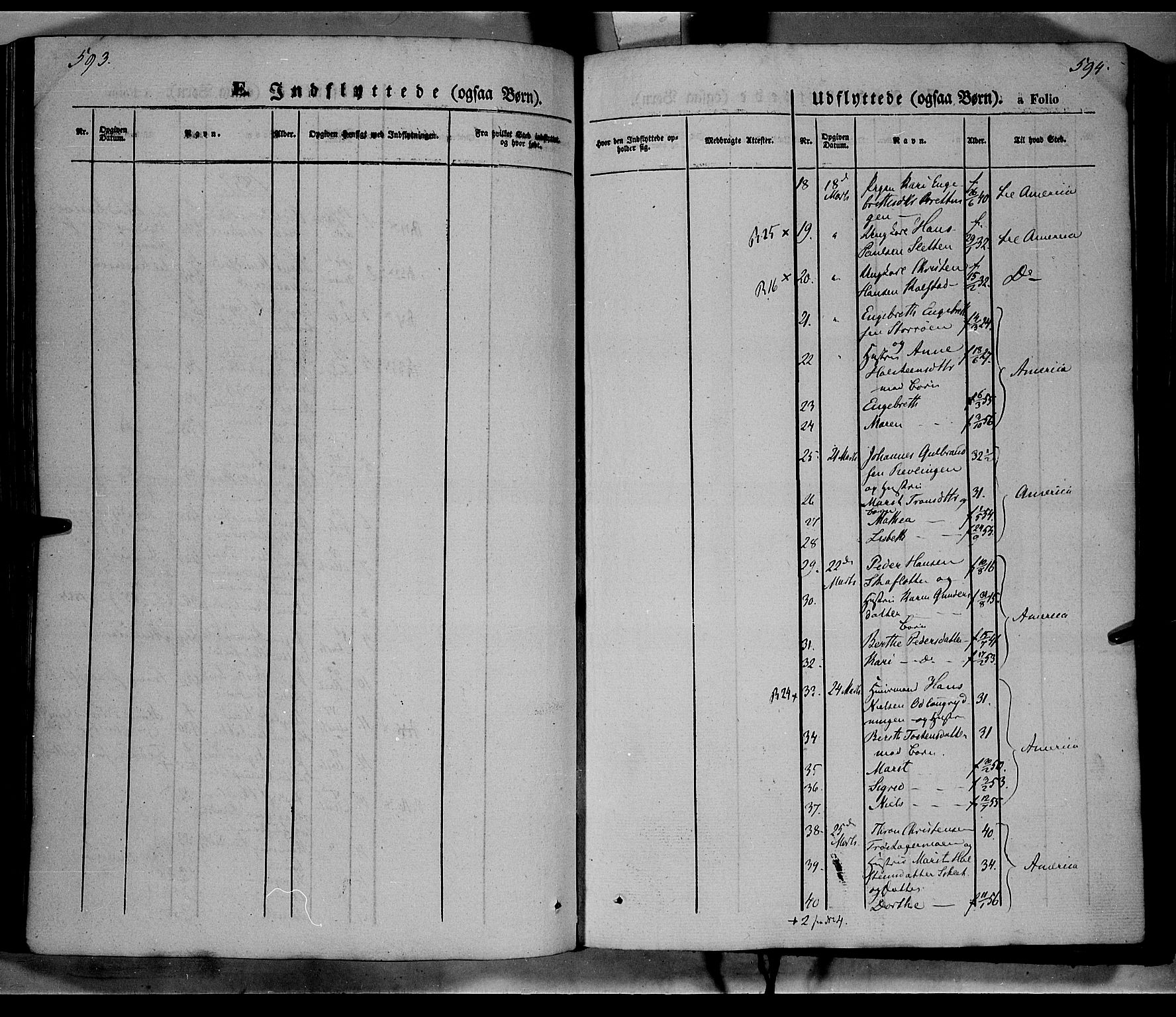 Ringebu prestekontor, SAH/PREST-082/H/Ha/Haa/L0006: Parish register (official) no. 6, 1848-1859, p. 593-594