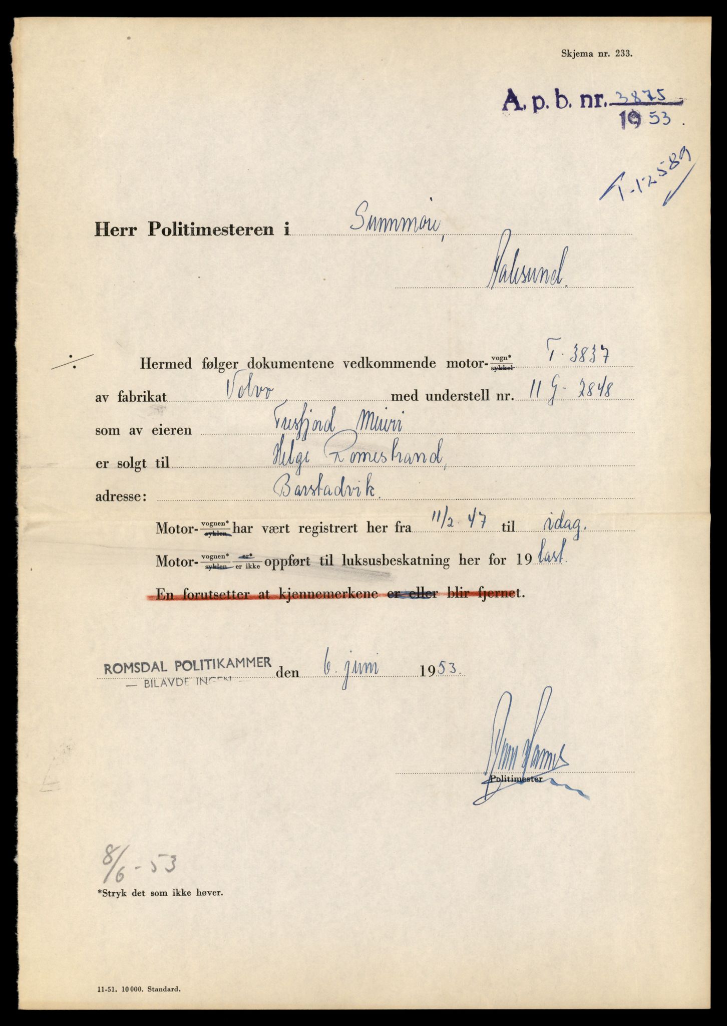 Møre og Romsdal vegkontor - Ålesund trafikkstasjon, AV/SAT-A-4099/F/Fe/L0034: Registreringskort for kjøretøy T 12500 - T 12652, 1927-1998, p. 1744