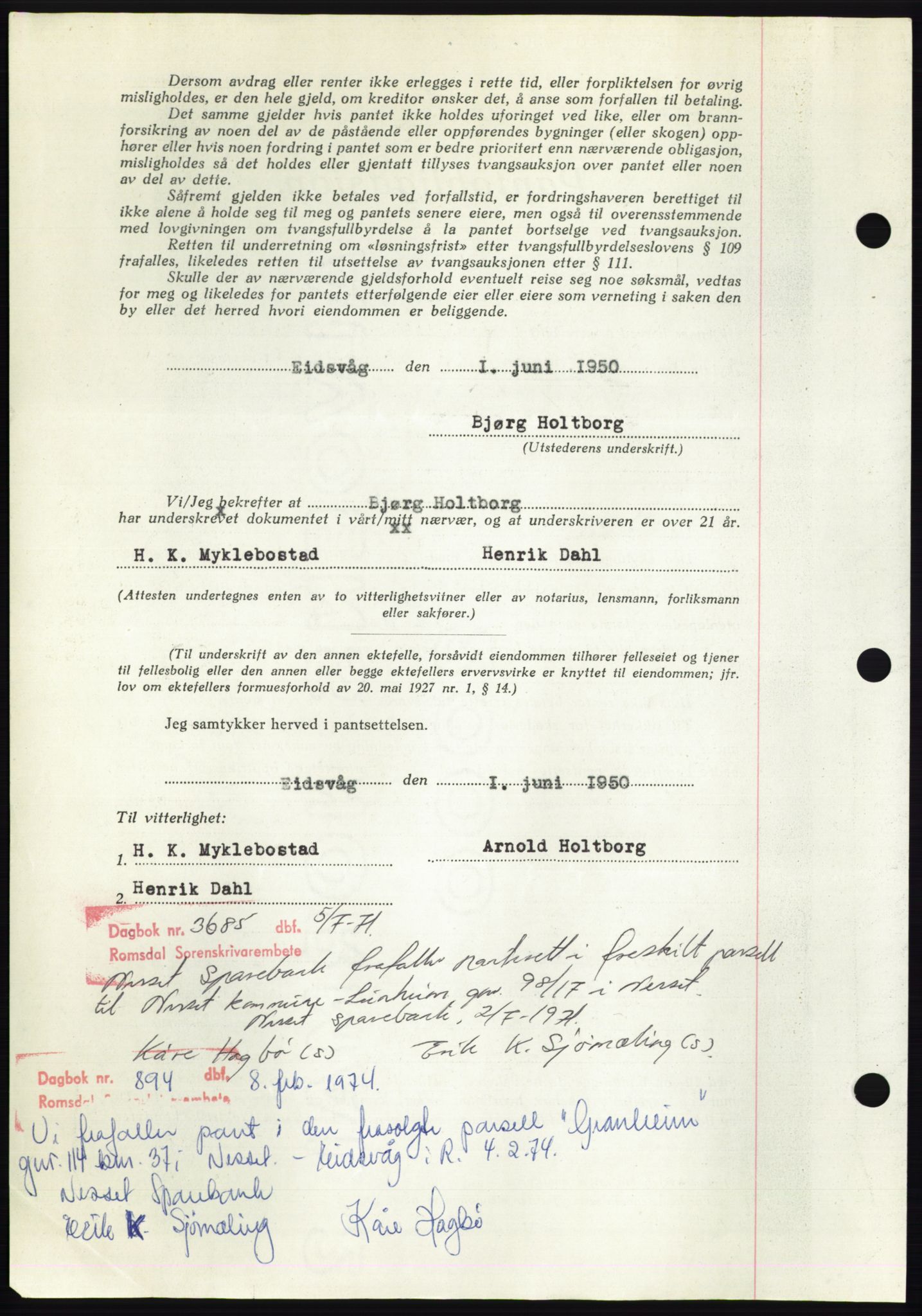 Romsdal sorenskriveri, AV/SAT-A-4149/1/2/2C: Mortgage book no. B5, 1949-1950, Diary no: : 1956/1950