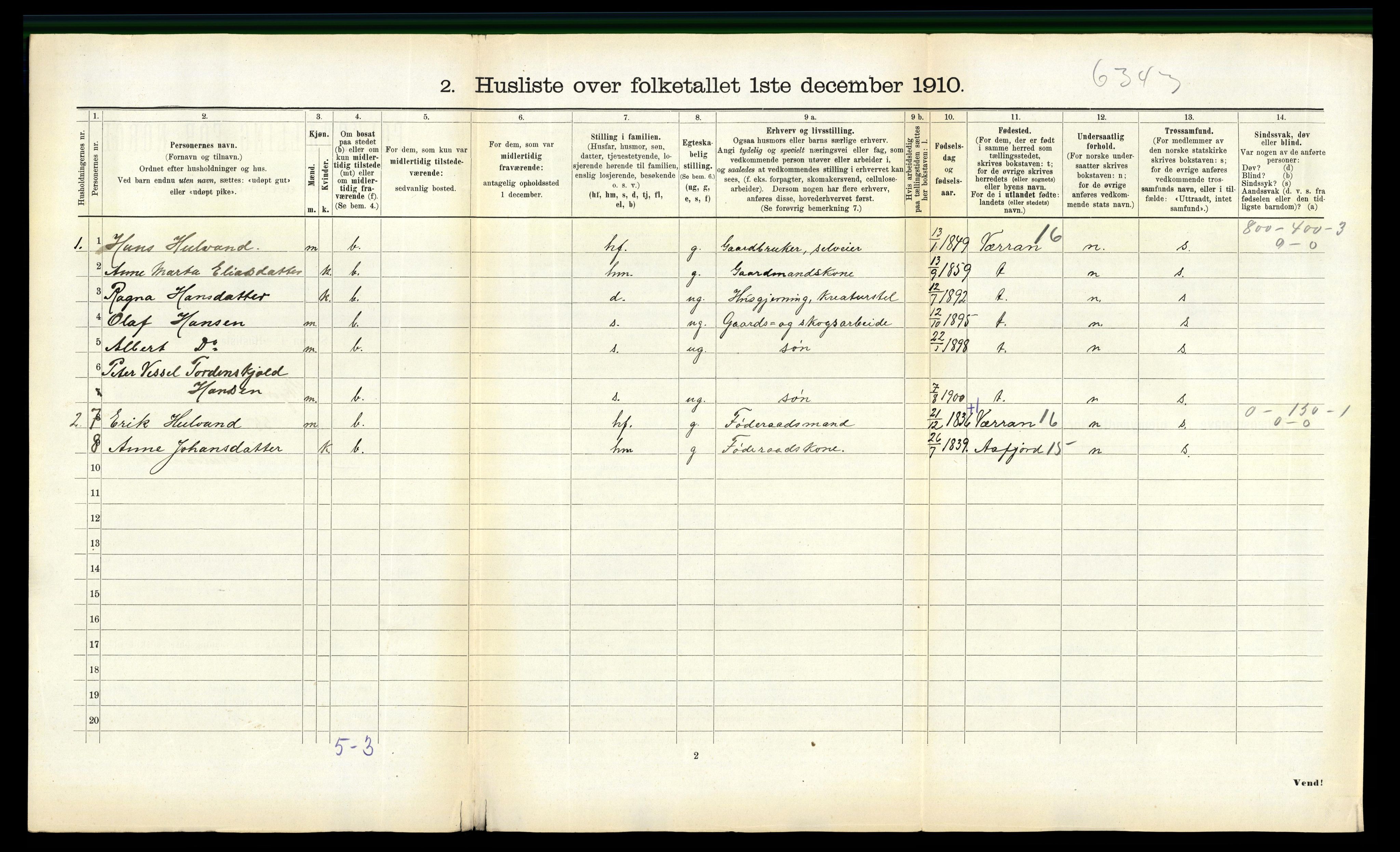 RA, 1910 census for Stjørna, 1910, p. 556