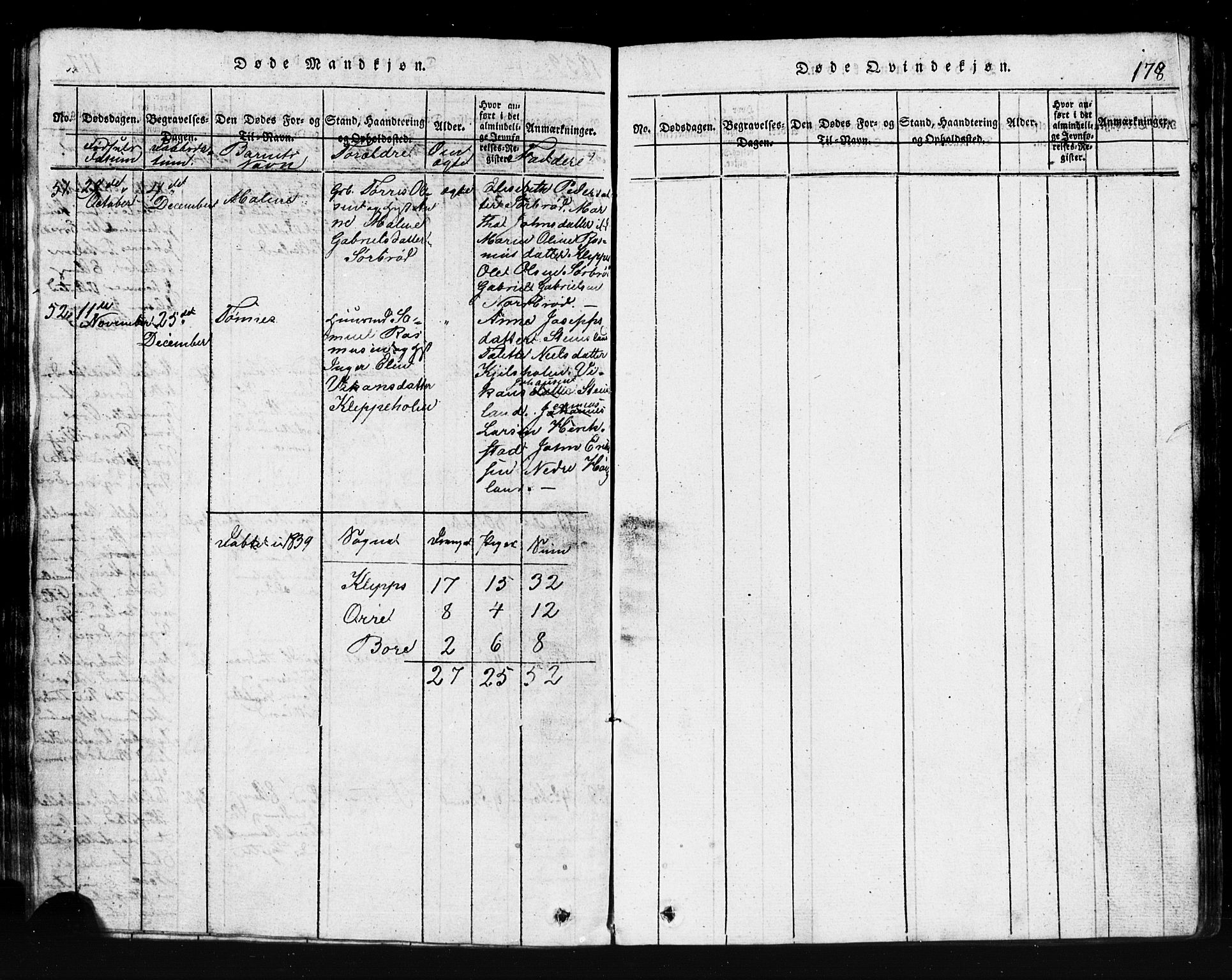 Klepp sokneprestkontor, AV/SAST-A-101803/001/3/30BB/L0001: Parish register (copy) no.  B 1, 1816-1859, p. 178