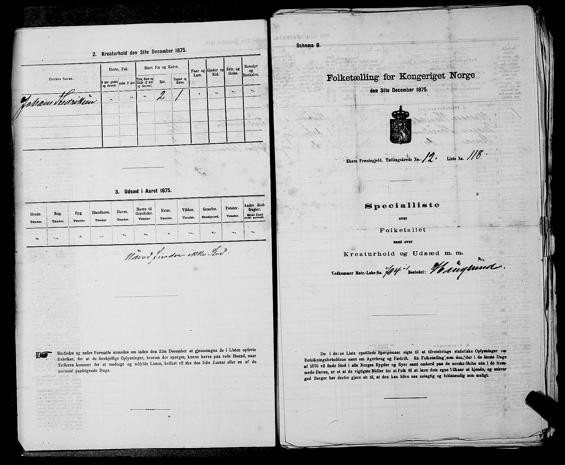 SAKO, 1875 census for 0624P Eiker, 1875, p. 1892