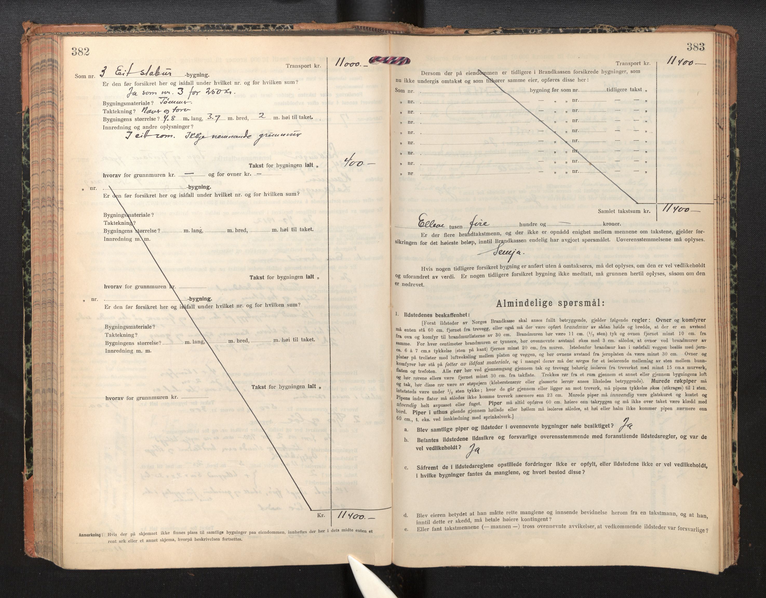 Lensmannen i Leikanger, AV/SAB-A-29201/0012/L0007: Branntakstprotokoll, skjematakst, 1926-1936, p. 382-383