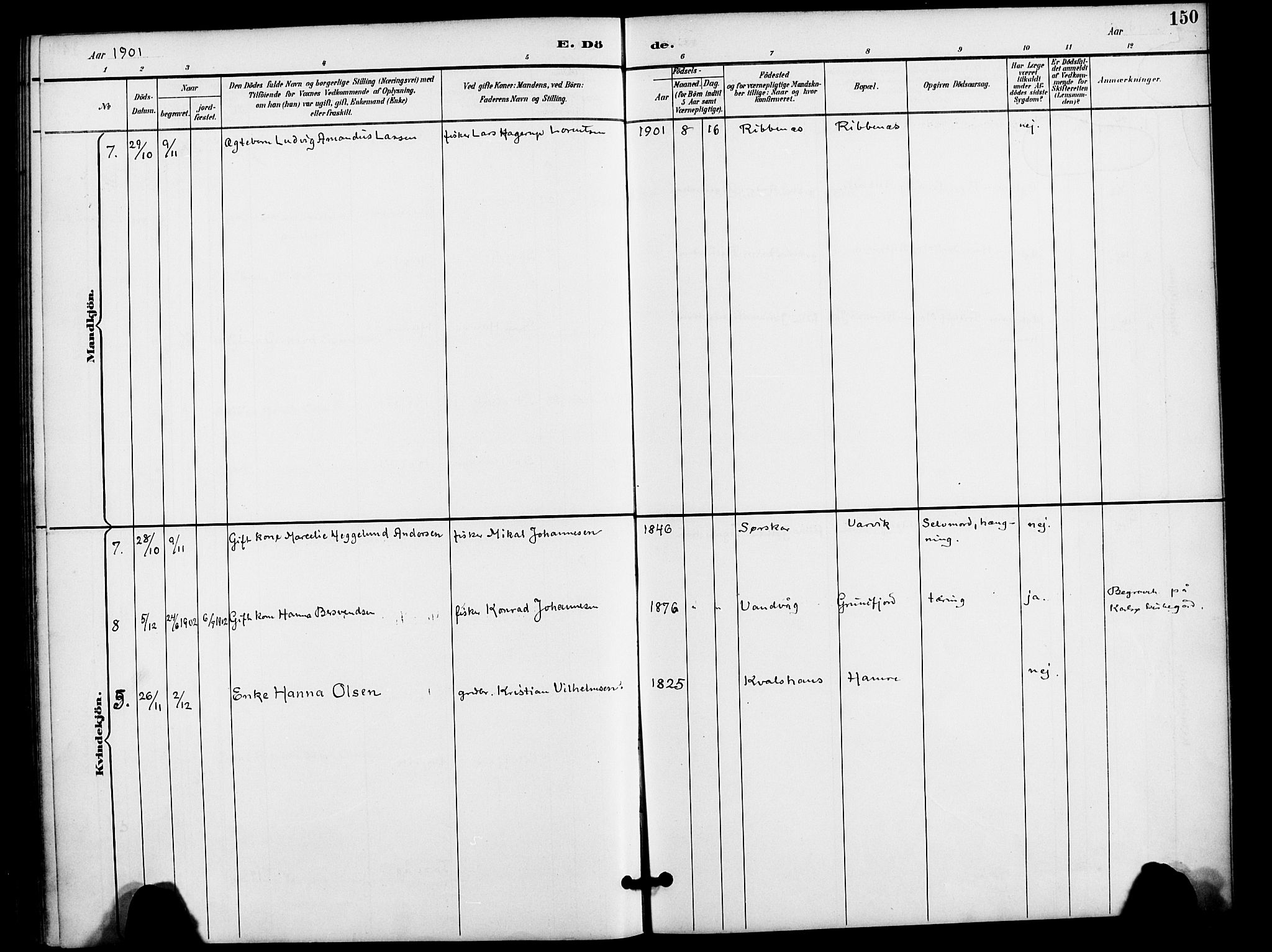 Karlsøy sokneprestembete, AV/SATØ-S-1299/H/Ha/Haa/L0012kirke: Parish register (official) no. 12, 1892-1902, p. 150