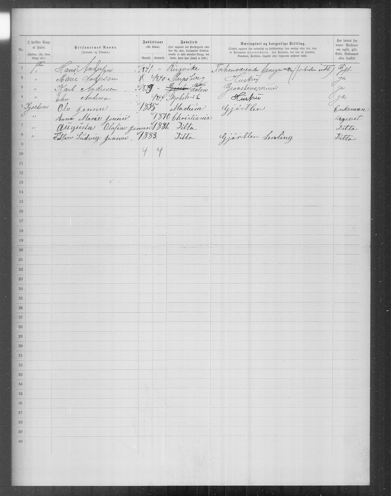 OBA, Municipal Census 1899 for Kristiania, 1899, p. 13965