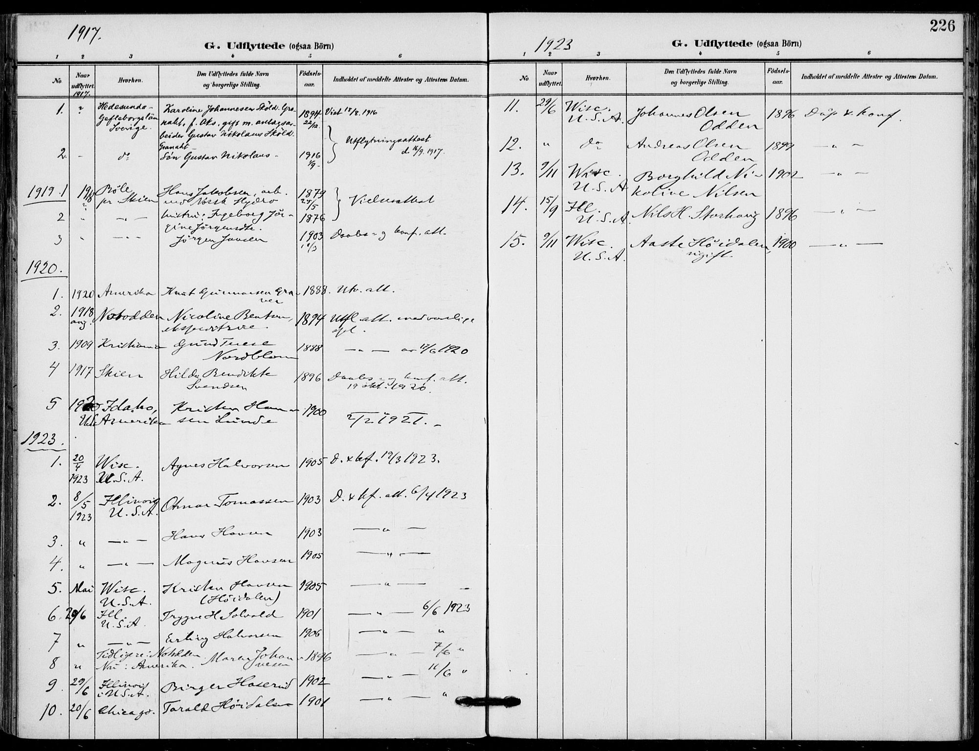 Holla kirkebøker, SAKO/A-272/F/Fa/L0012: Parish register (official) no. 12, 1907-1923, p. 226