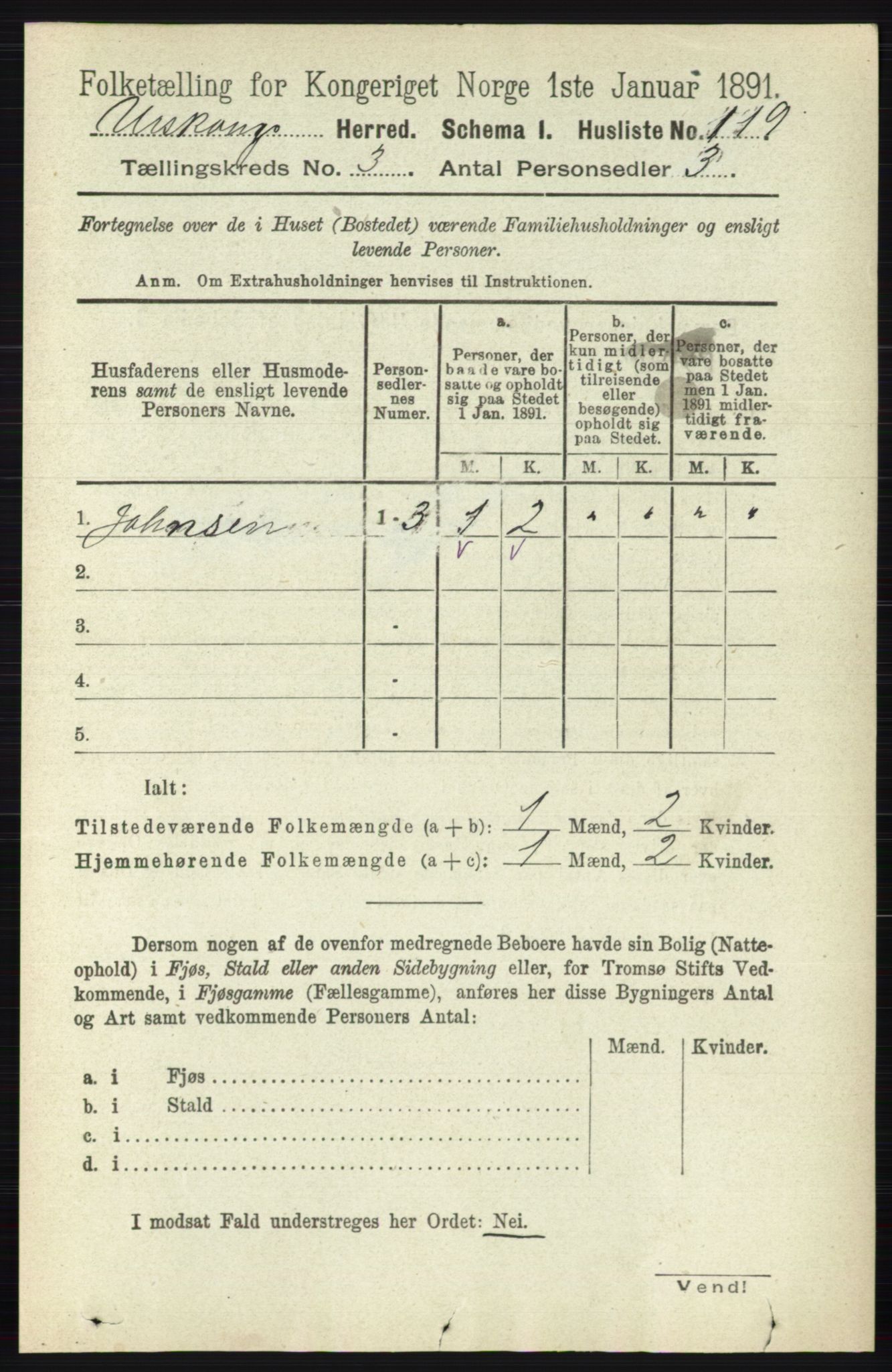 RA, 1891 census for 0224 Aurskog, 1891, p. 476