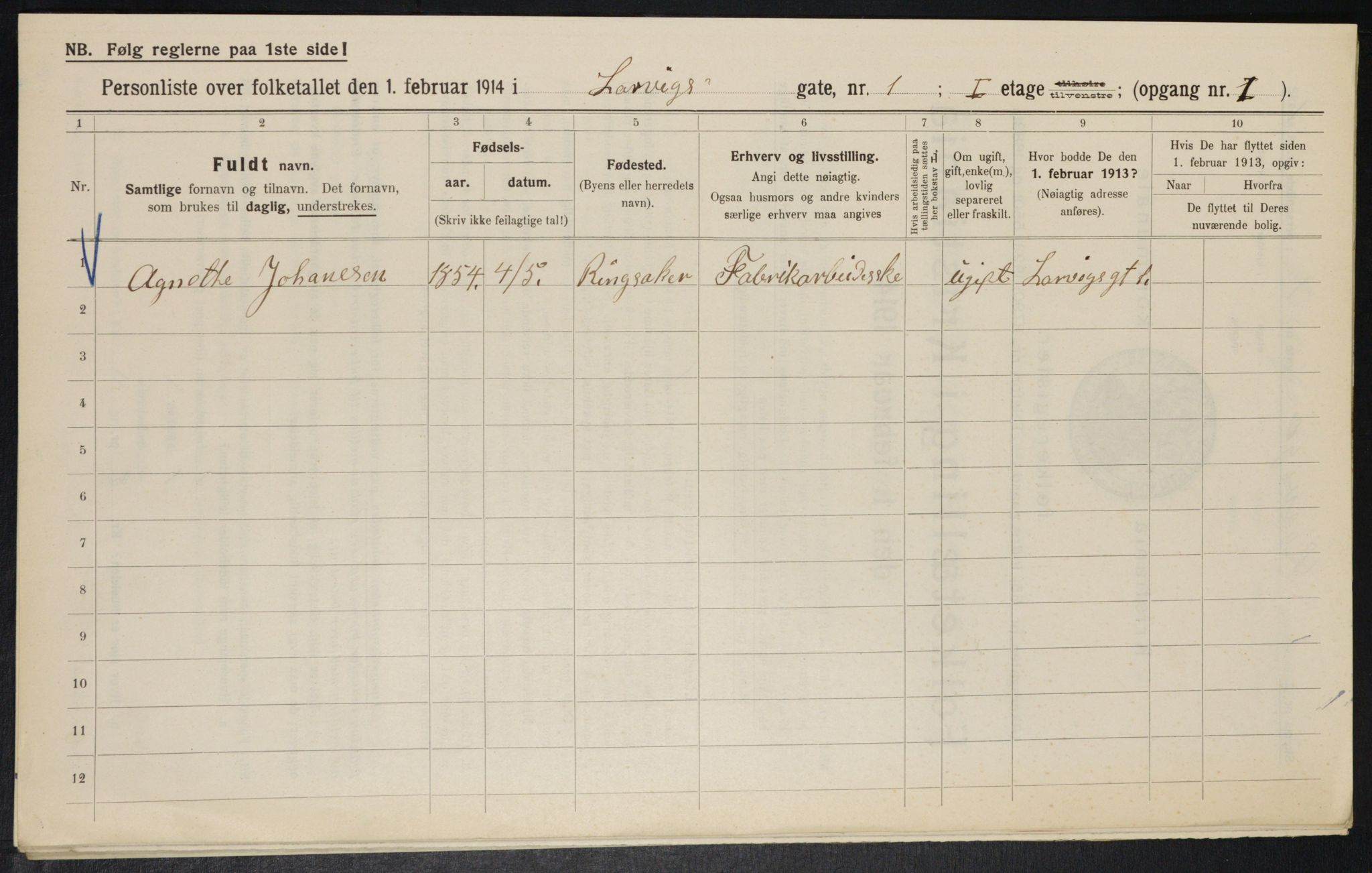 OBA, Municipal Census 1914 for Kristiania, 1914, p. 56994