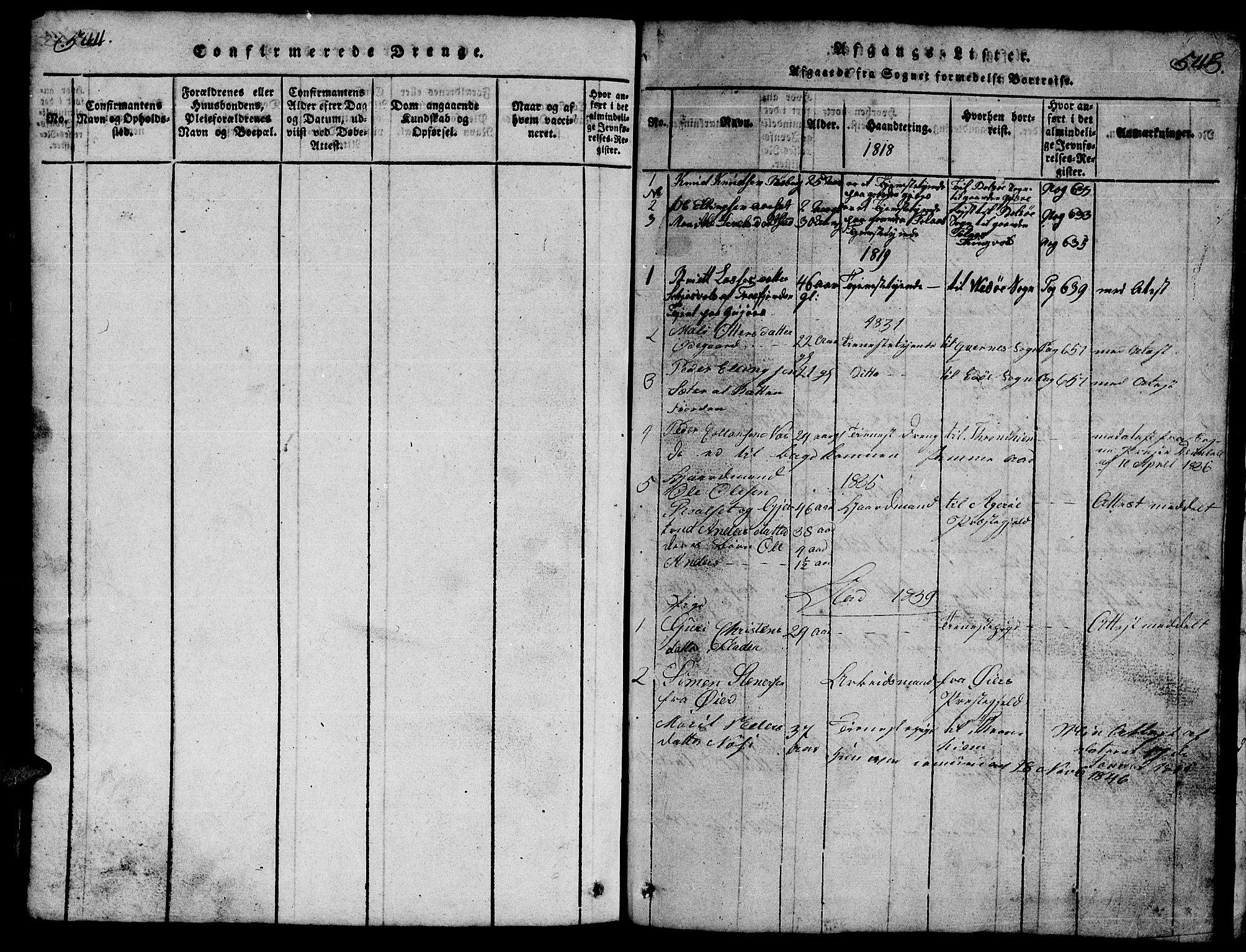 Ministerialprotokoller, klokkerbøker og fødselsregistre - Møre og Romsdal, SAT/A-1454/557/L0683: Parish register (copy) no. 557C01, 1818-1862, p. 544-545