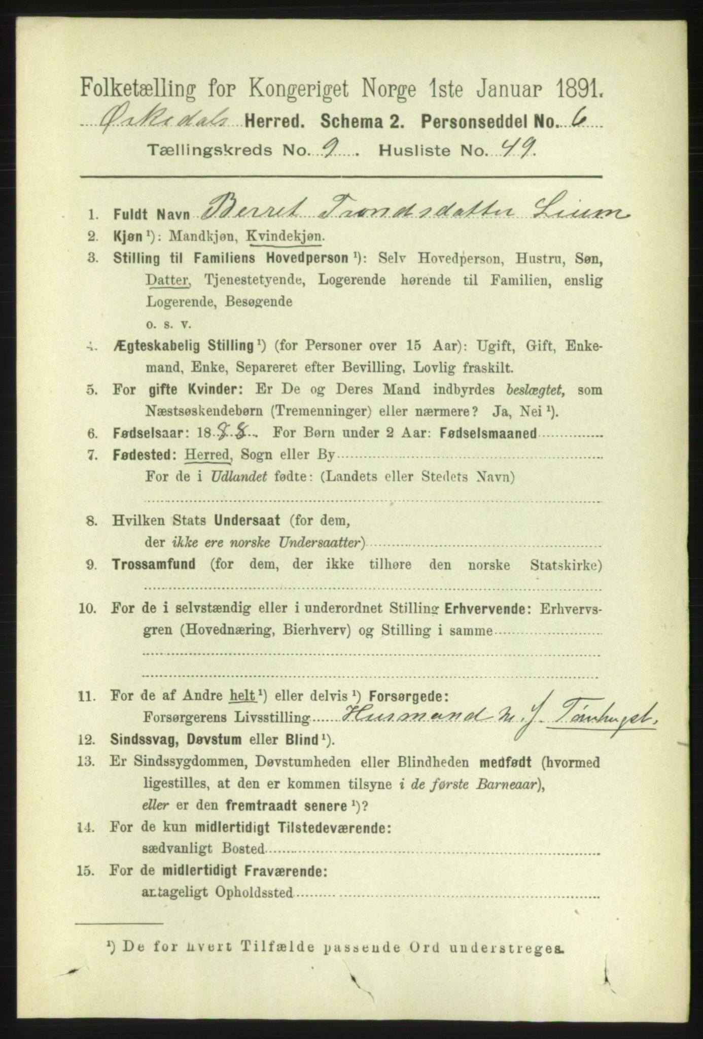 RA, 1891 census for 1638 Orkdal, 1891, p. 4533