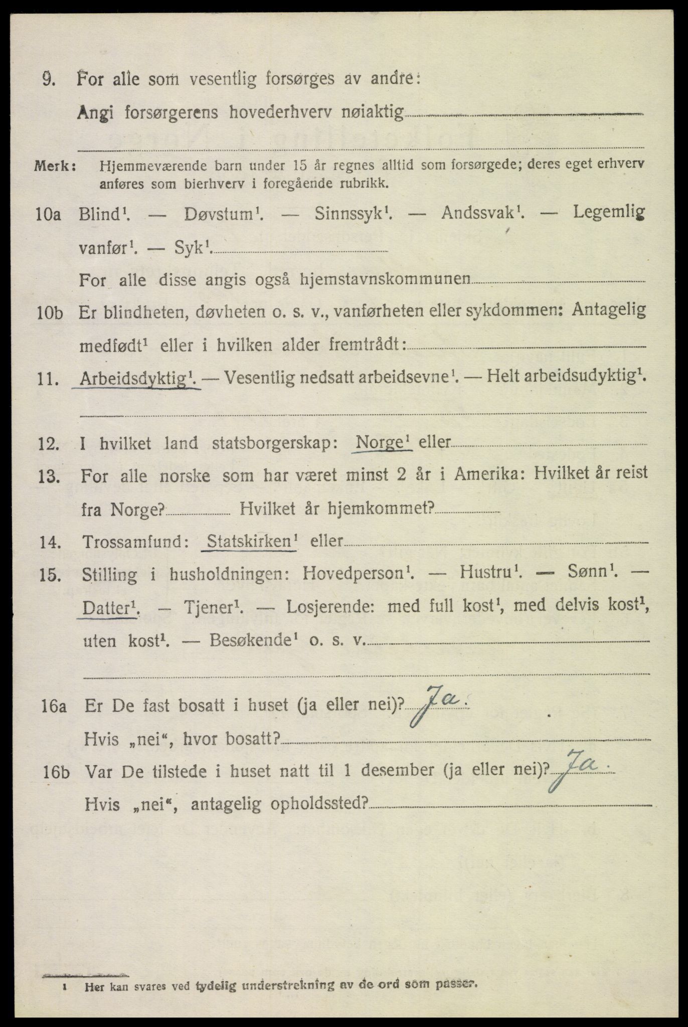 SAH, 1920 census for Kolbu, 1920, p. 1039