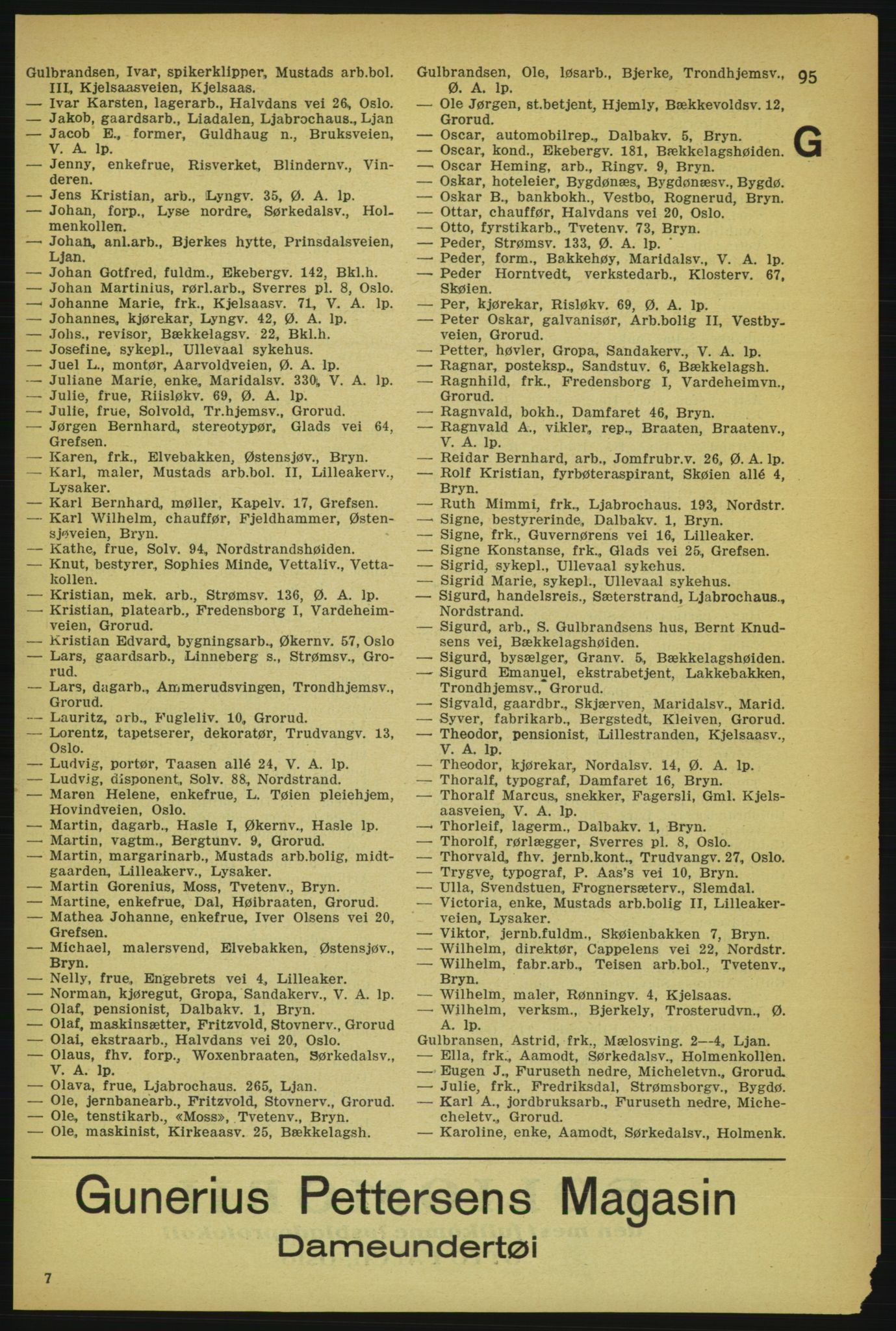 Aker adressebok/adressekalender, PUBL/001/A/004: Aker adressebok, 1929, p. 95