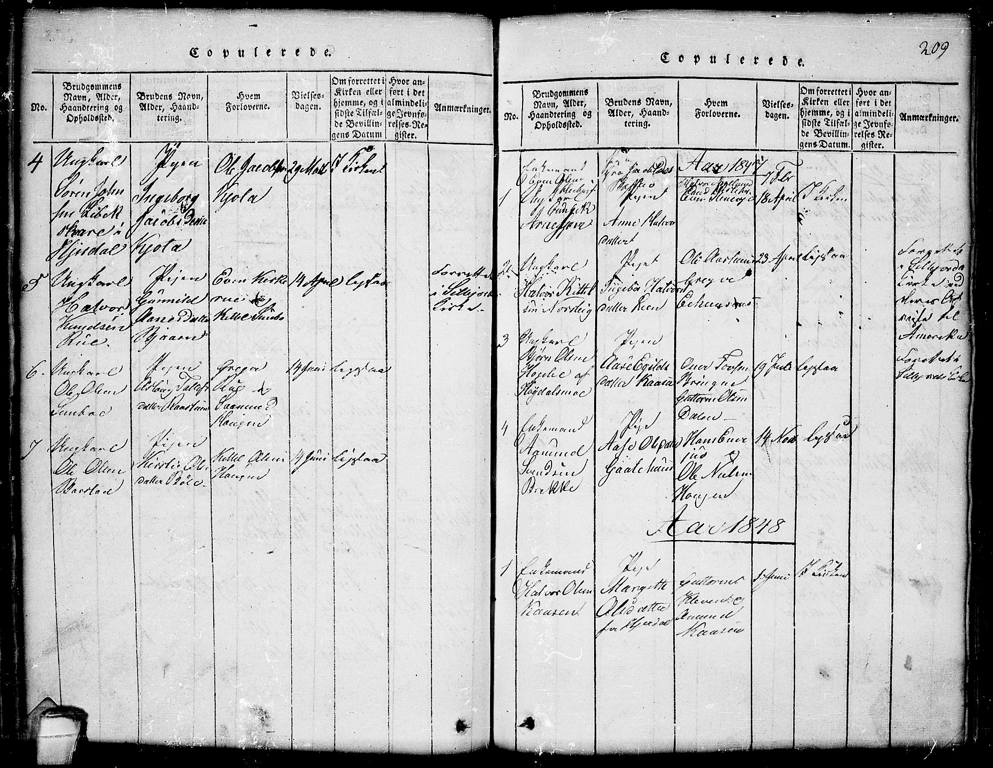 Seljord kirkebøker, SAKO/A-20/G/Gb/L0002: Parish register (copy) no. II 2, 1815-1854, p. 209