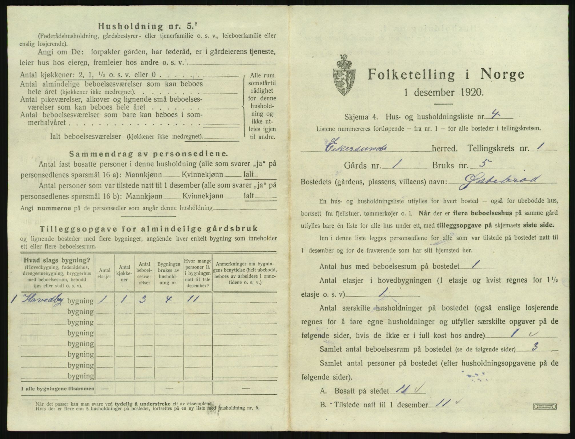 SAST, 1920 census for Eigersund, 1920, p. 47