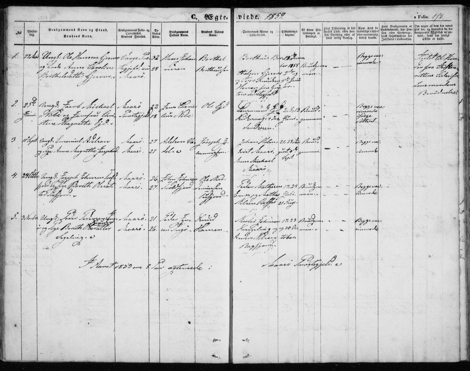 Måsøy sokneprestkontor, AV/SATØ-S-1348/H/Ha/L0002kirke: Parish register (official) no. 2, 1852-1865, p. 173