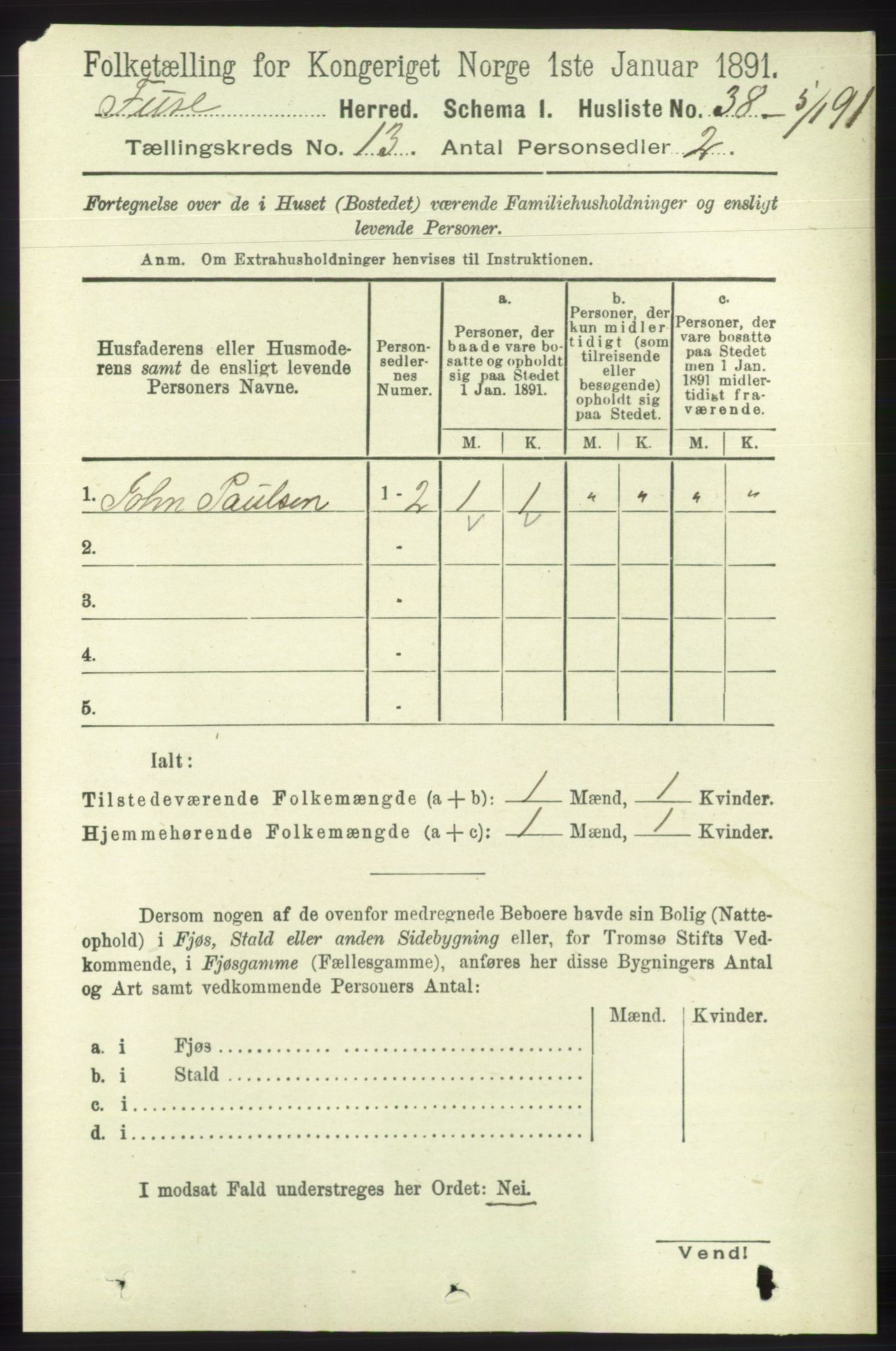 RA, 1891 census for 1241 Fusa, 1891, p. 2829