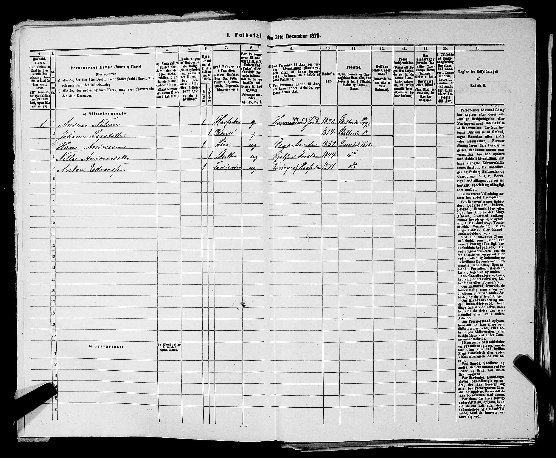 RA, 1875 census for 0137P Våler, 1875, p. 867