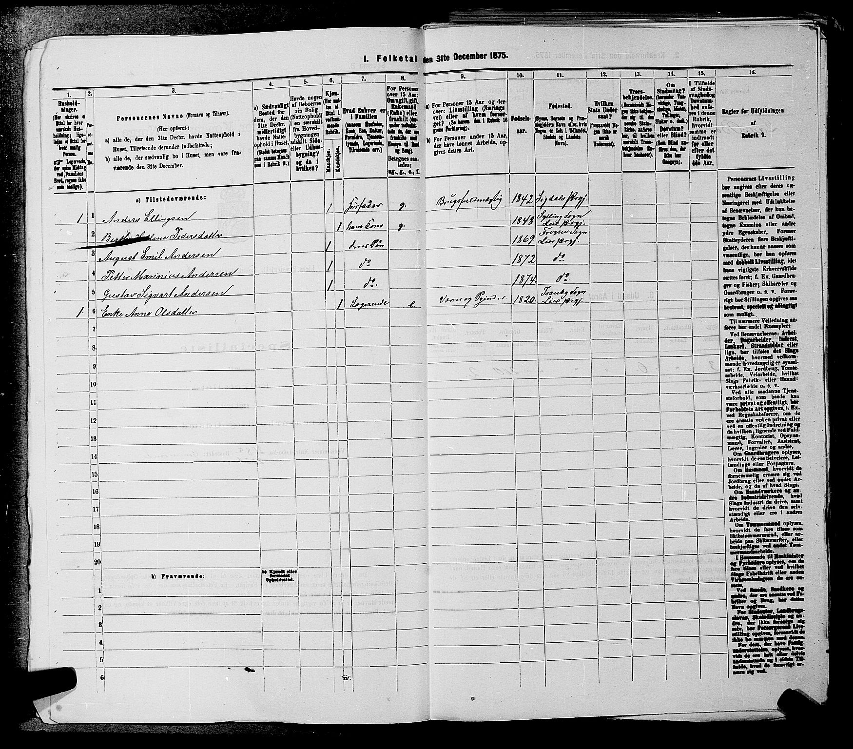 SAKO, 1875 census for 0626P Lier, 1875, p. 1308