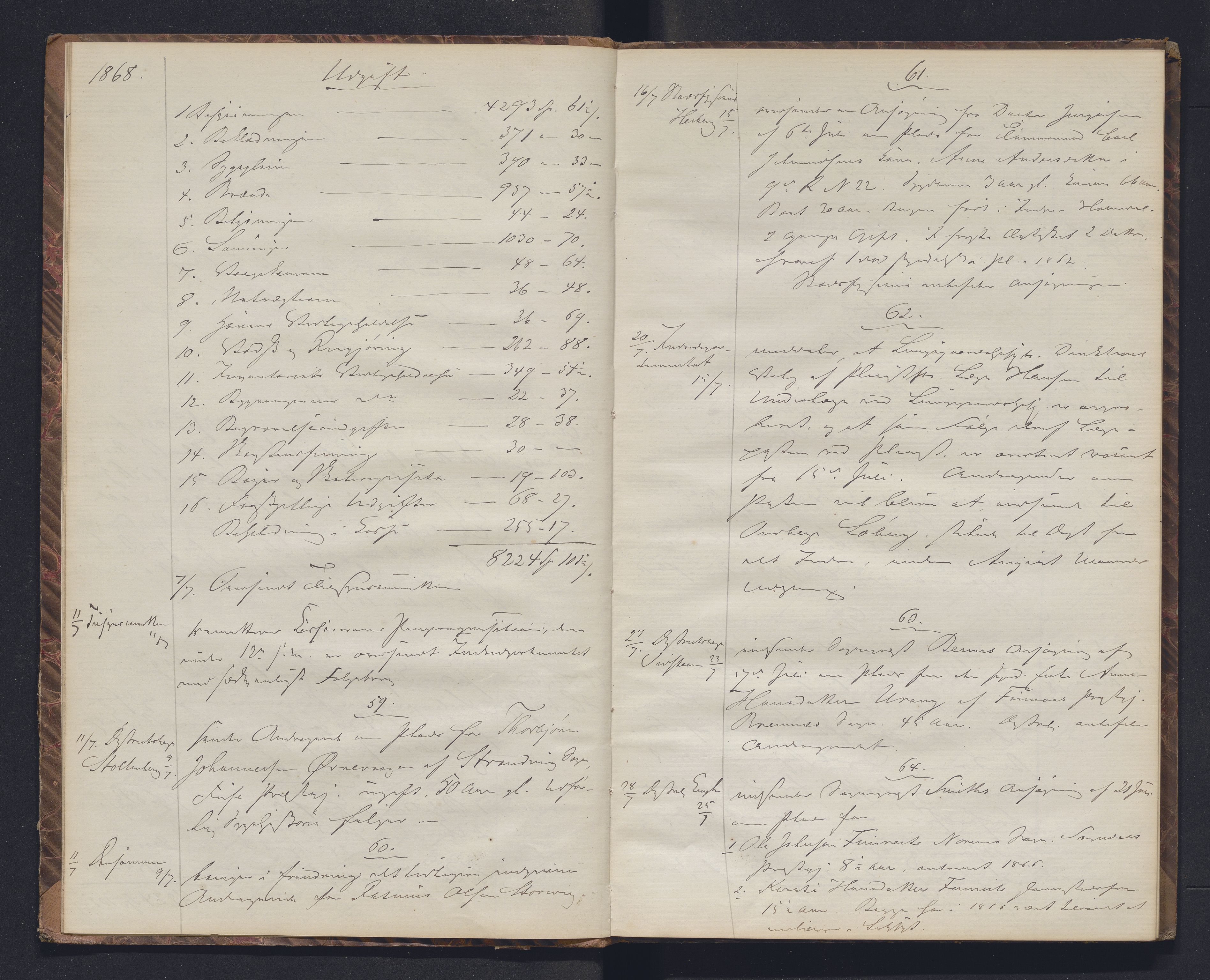 Lepraarkiver - Pleiestiftelsen for spedalske no.1, AV/SAB-A-60601/B.c/L0005: Journal, 1868-1875