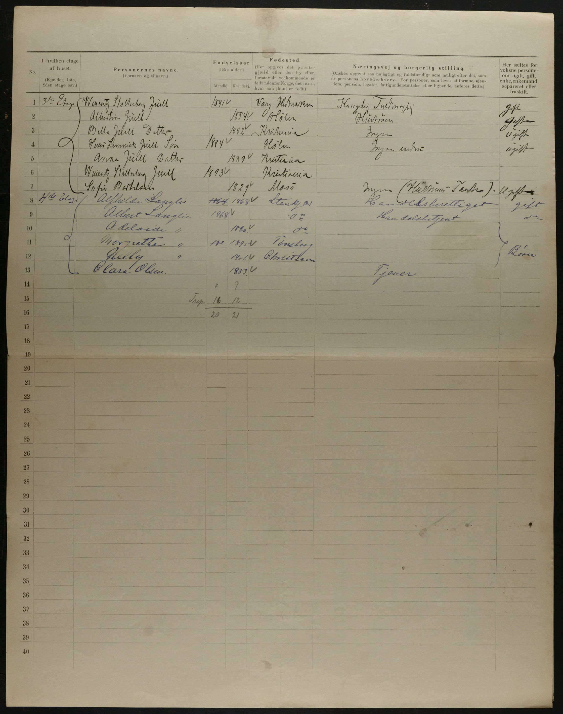 OBA, Municipal Census 1901 for Kristiania, 1901, p. 19443