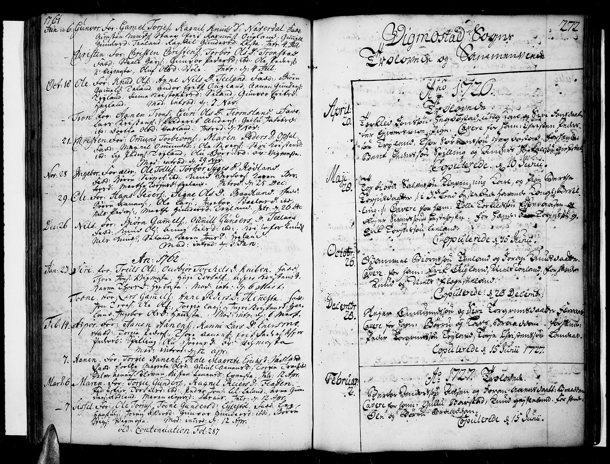 Sør-Audnedal sokneprestkontor, SAK/1111-0039/F/Fa/Fab/L0001: Parish register (official) no. A 1 /3, 1726-1783, p. 272