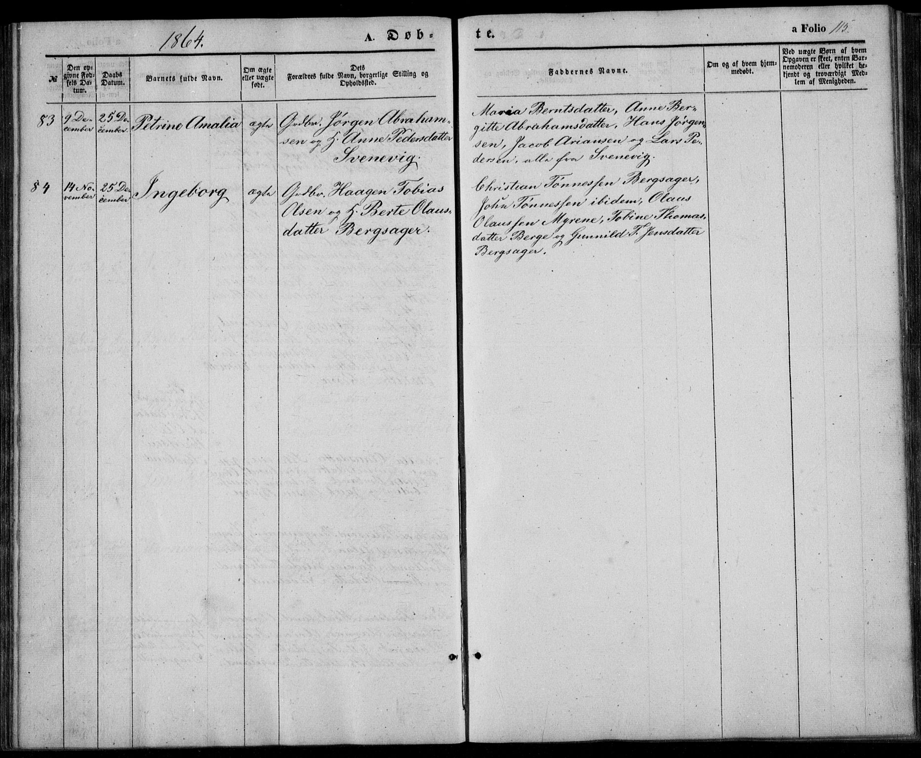 Lyngdal sokneprestkontor, AV/SAK-1111-0029/F/Fa/Fac/L0009: Parish register (official) no. A 9, 1852-1864, p. 115