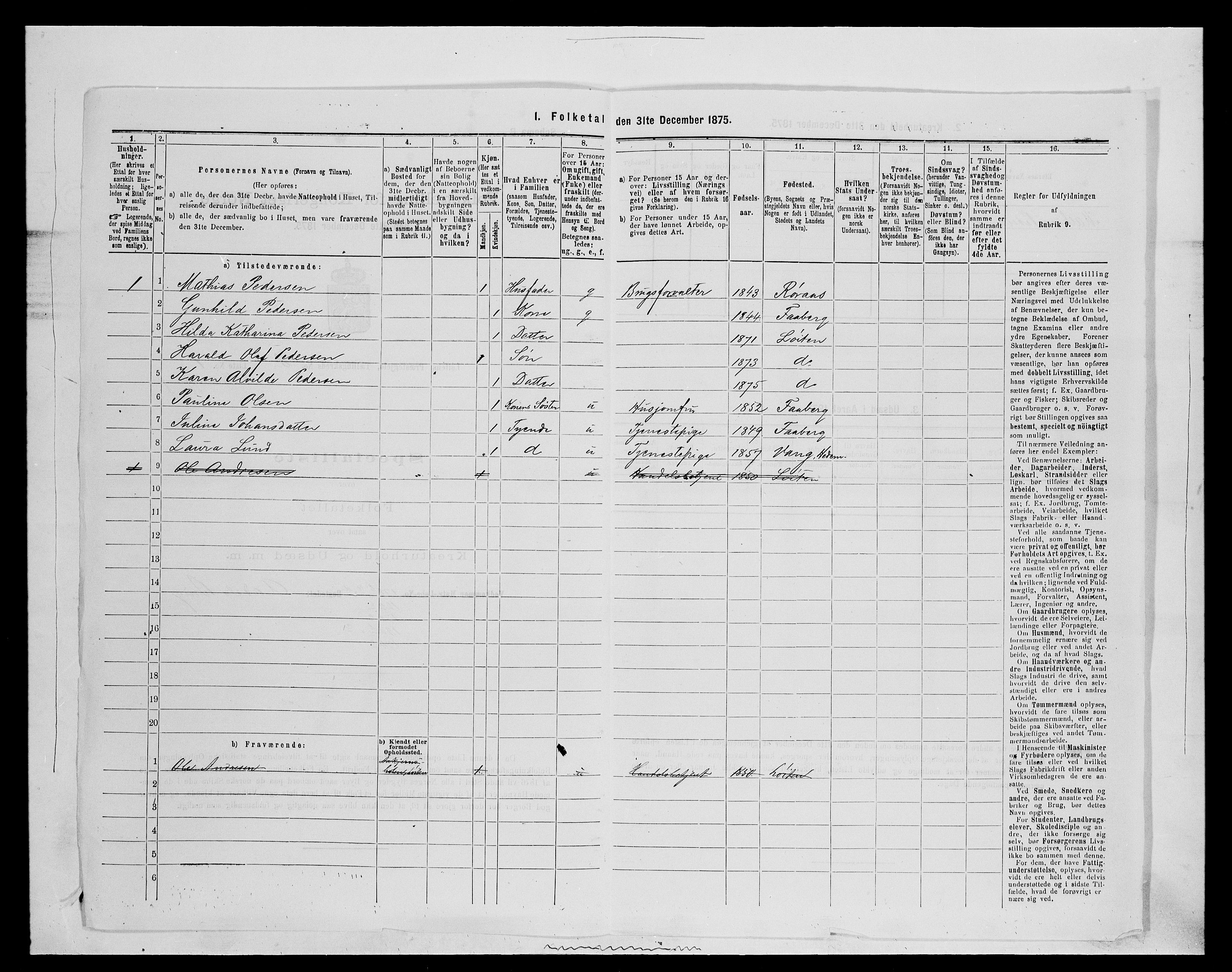 SAH, 1875 census for 0415P Løten, 1875, p. 1672