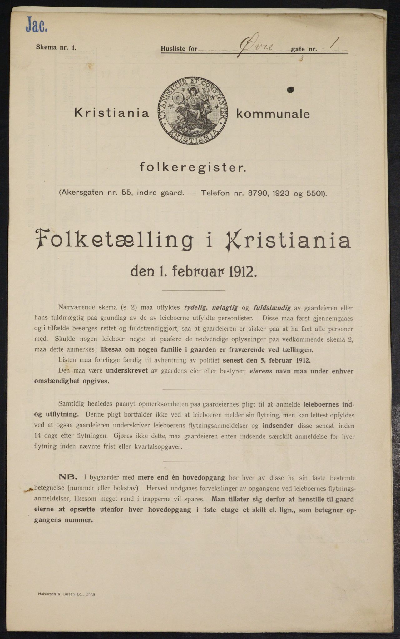 OBA, Municipal Census 1912 for Kristiania, 1912, p. 129765