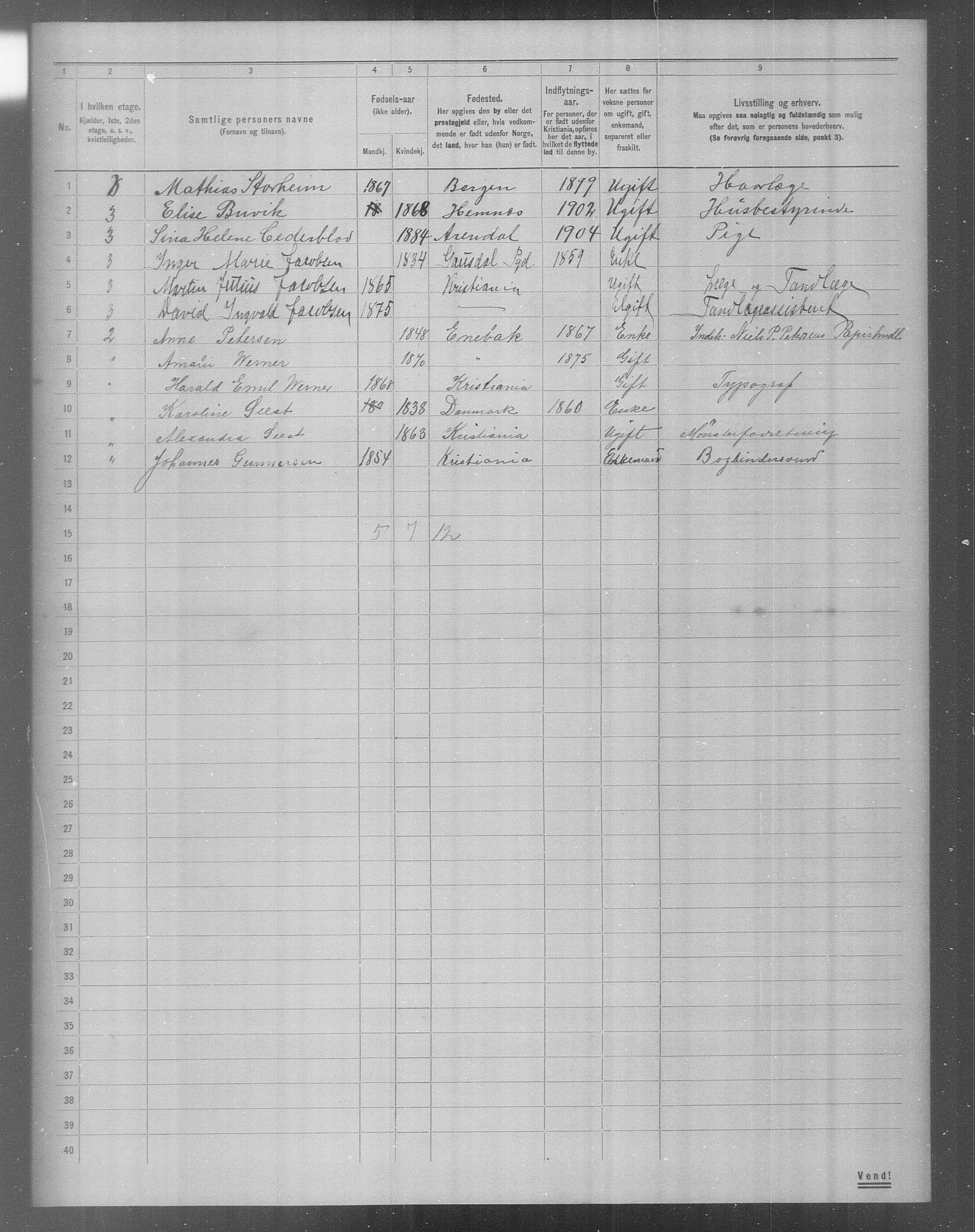 OBA, Municipal Census 1904 for Kristiania, 1904, p. 20408