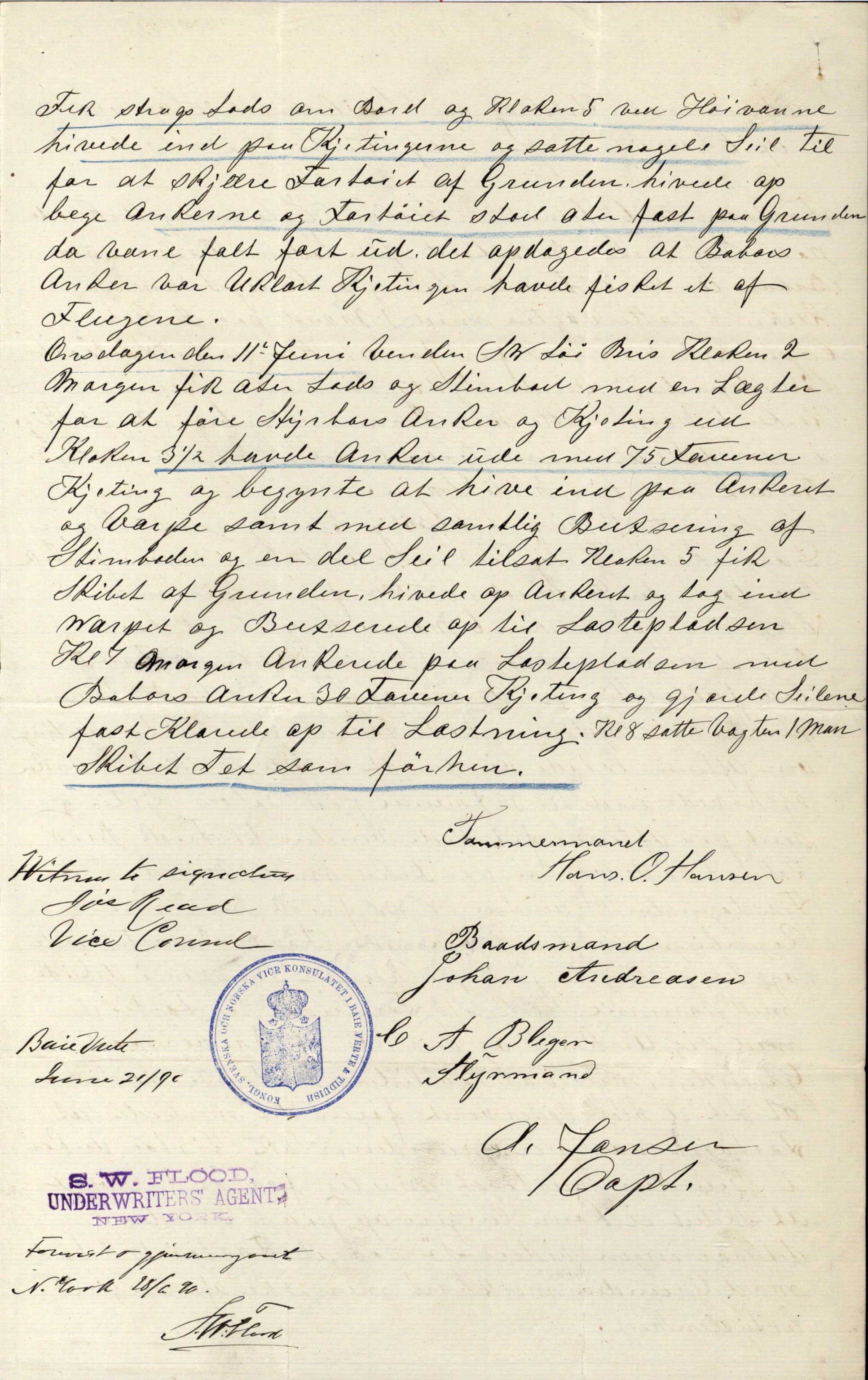 Pa 63 - Østlandske skibsassuranceforening, VEMU/A-1079/G/Ga/L0026/0006: Havaridokumenter / Isbaaden, Sophie & Nicoline, Sophie, Kommandor, Svend Foyn, 1890, p. 10