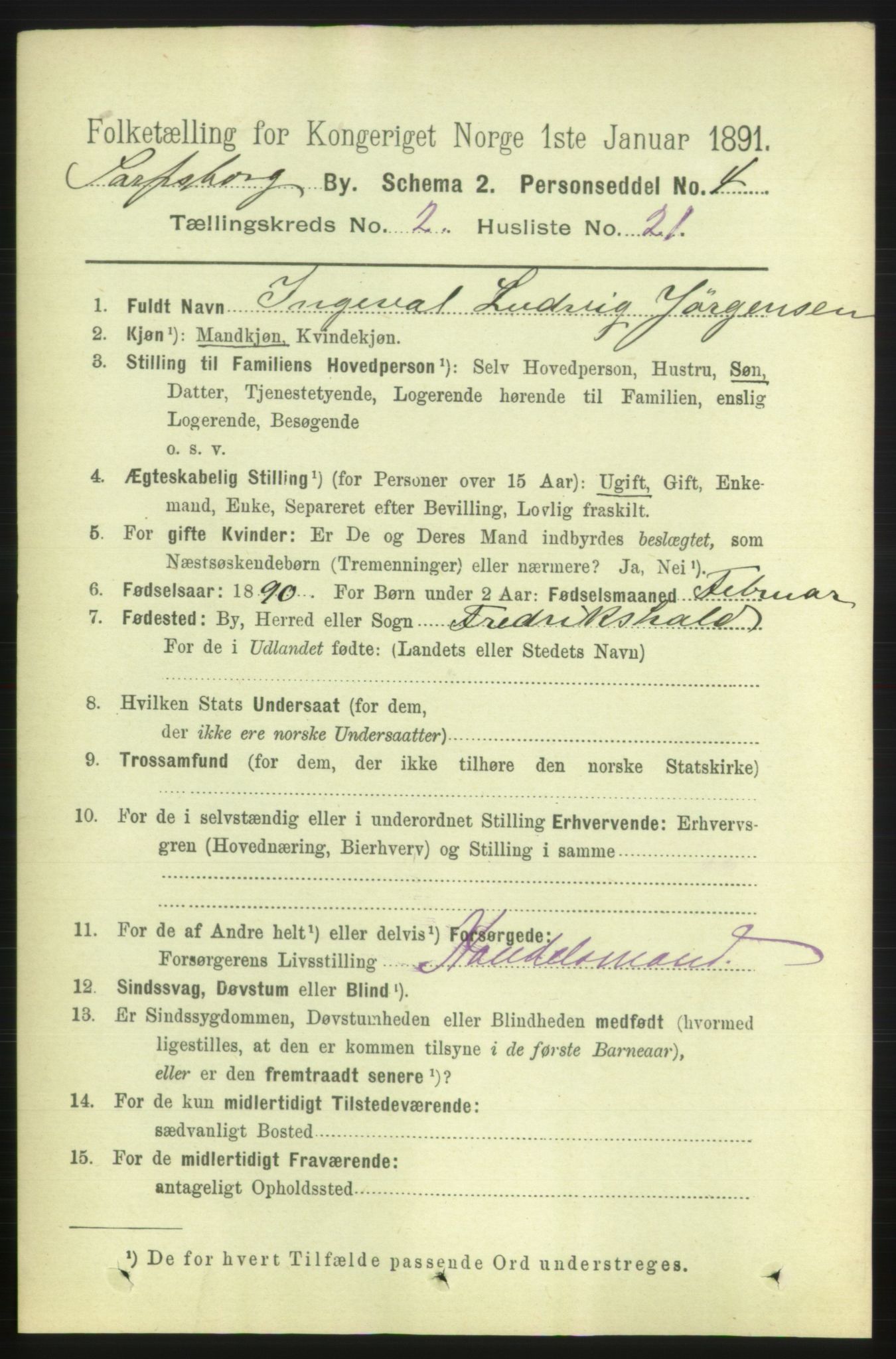 RA, 1891 census for 0102 Sarpsborg, 1891, p. 1463