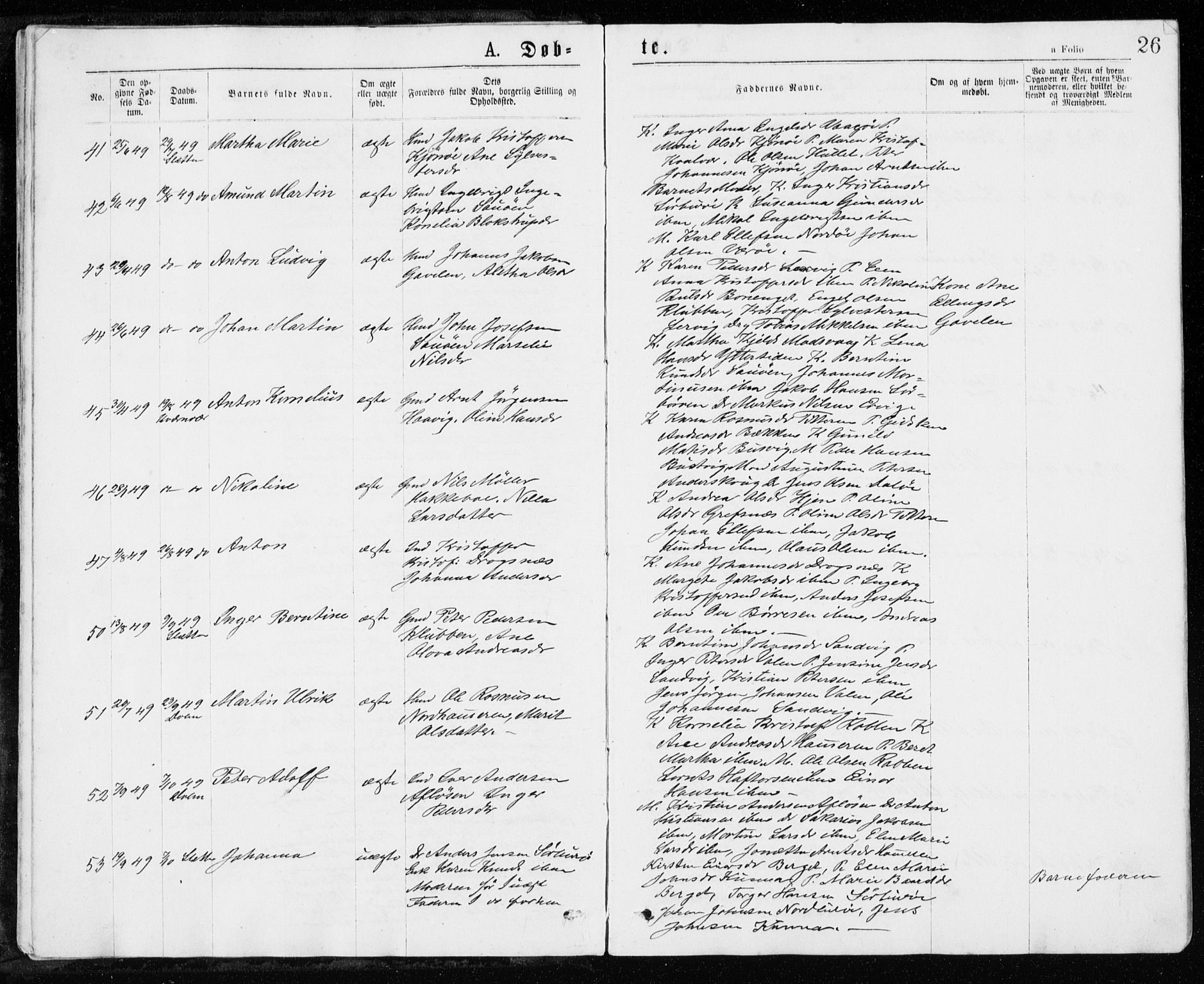 Ministerialprotokoller, klokkerbøker og fødselsregistre - Sør-Trøndelag, AV/SAT-A-1456/640/L0576: Parish register (official) no. 640A01, 1846-1876, p. 26