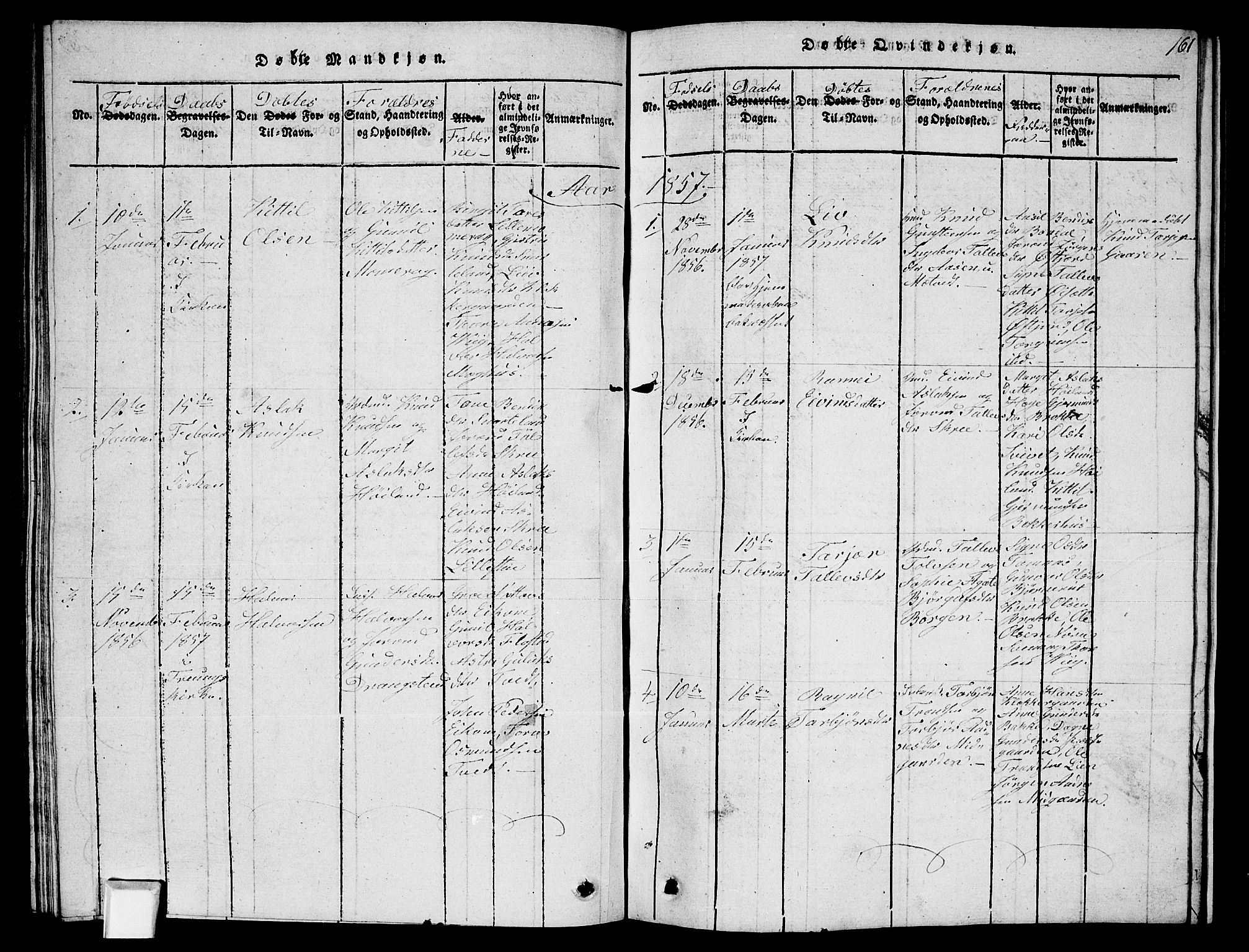 Fyresdal kirkebøker, SAKO/A-263/G/Ga/L0002: Parish register (copy) no. I 2, 1815-1857, p. 161