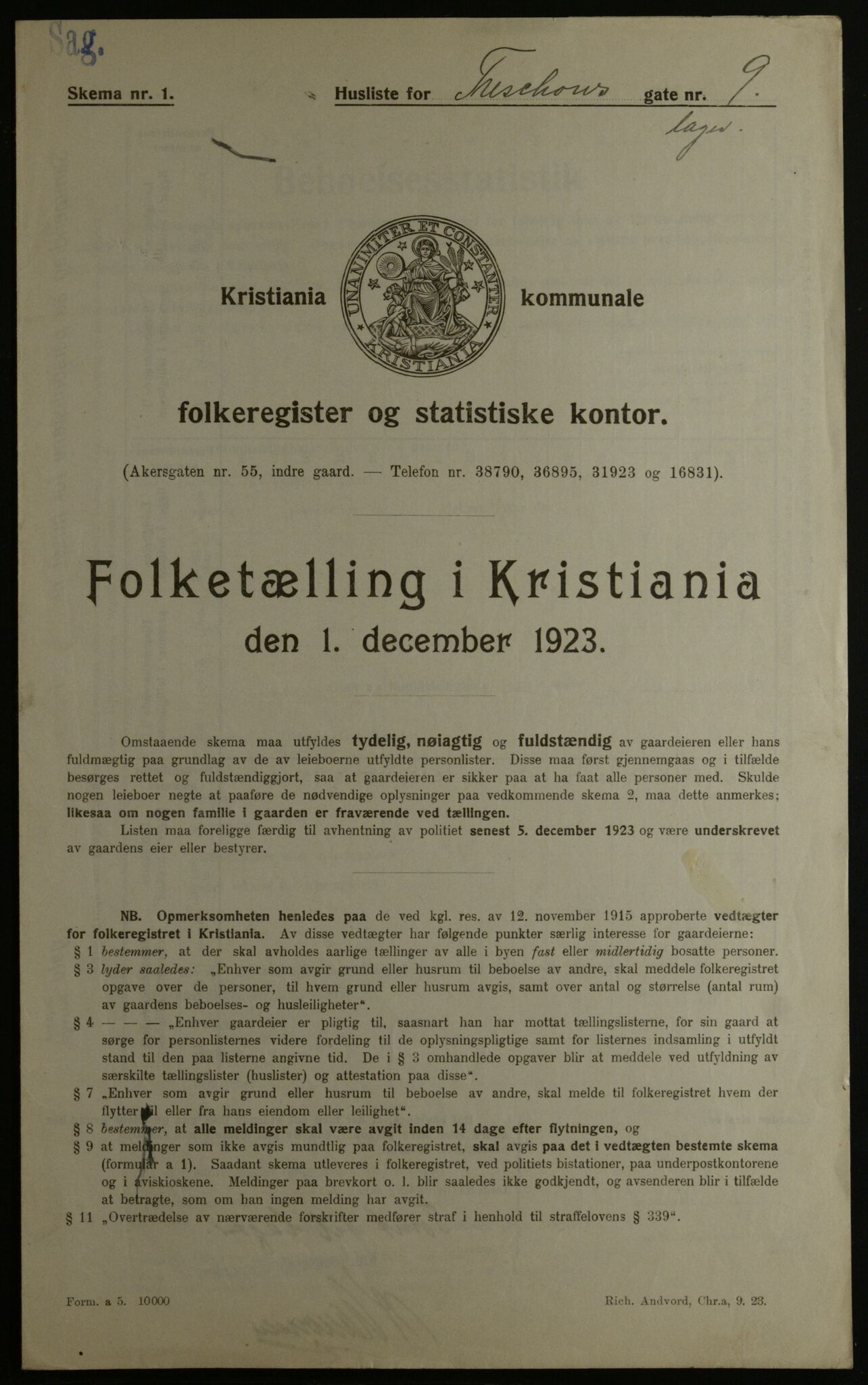 OBA, Municipal Census 1923 for Kristiania, 1923, p. 127356