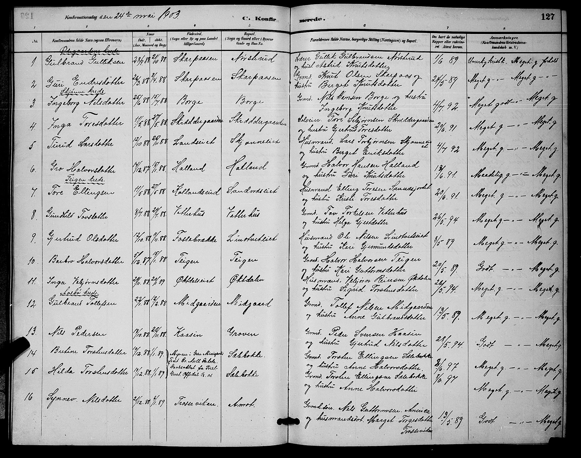 Nore kirkebøker, SAKO/A-238/G/Ga/L0003: Parish register (copy) no. I 3, 1886-1903, p. 127
