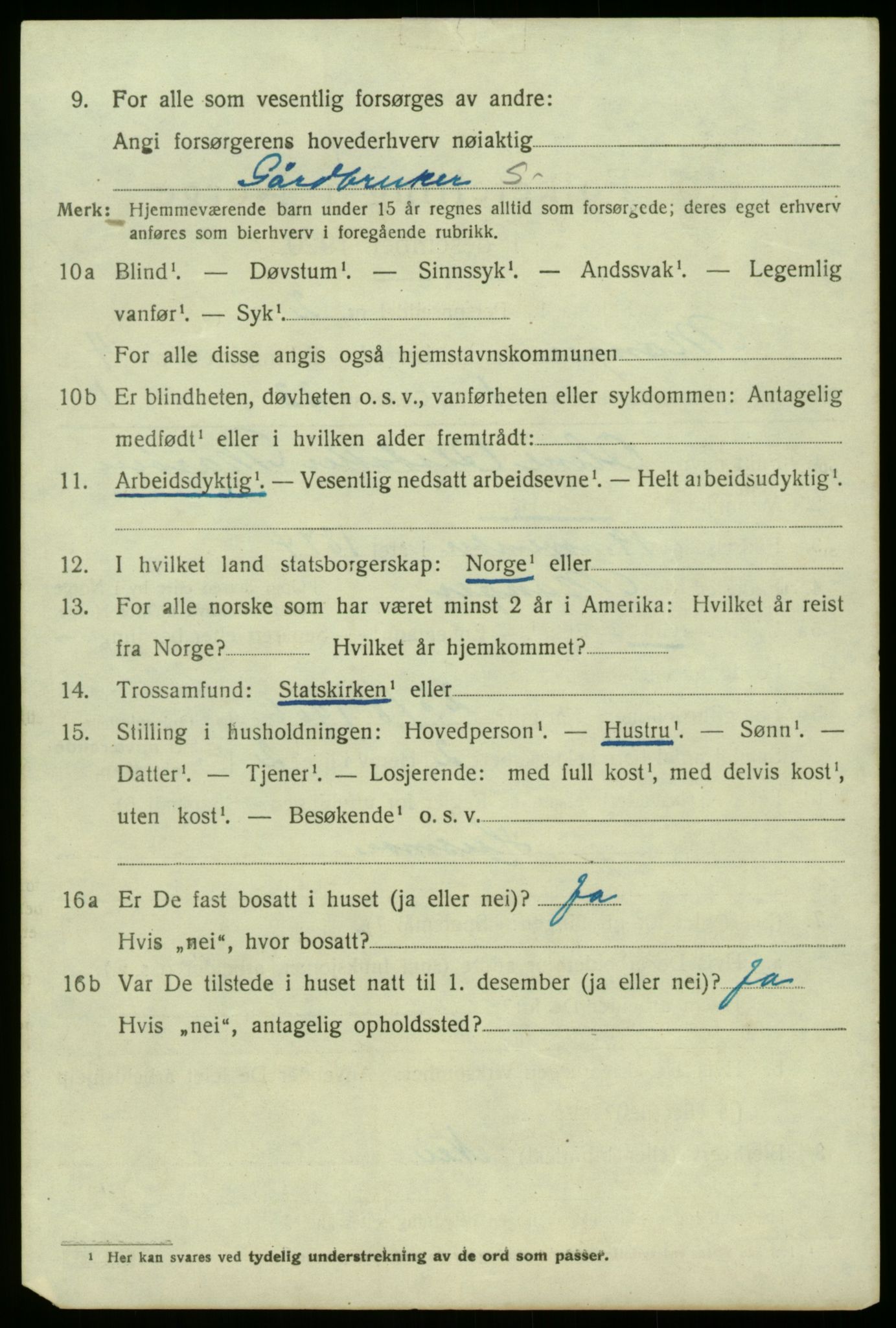 SAB, 1920 census for Manger, 1920, p. 3010