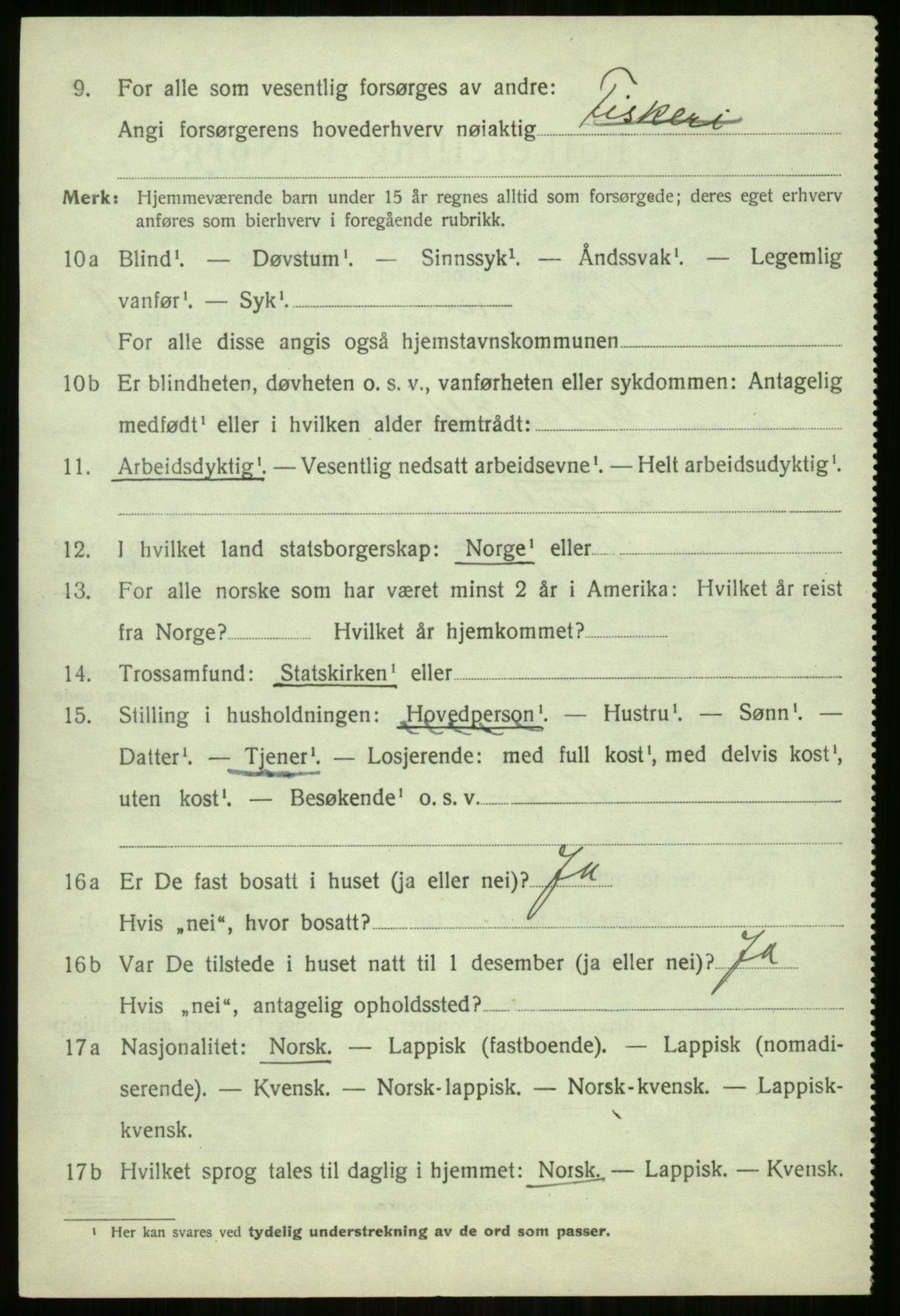 SATØ, 1920 census for Malangen, 1920, p. 4290