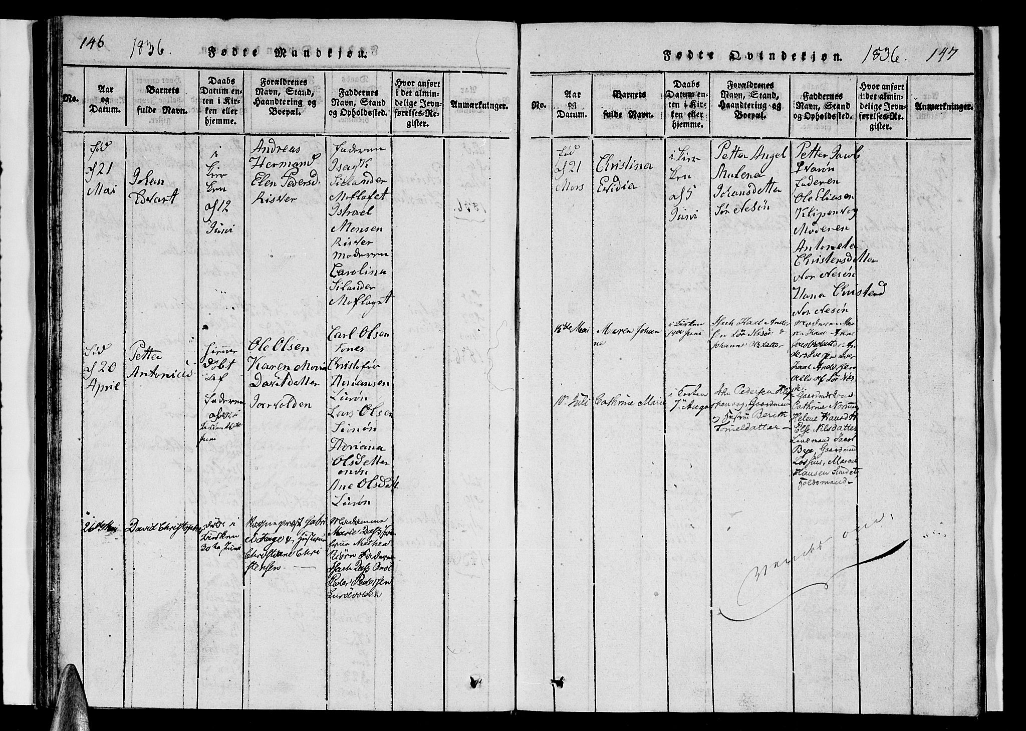 Ministerialprotokoller, klokkerbøker og fødselsregistre - Nordland, SAT/A-1459/839/L0571: Parish register (copy) no. 839C01, 1820-1840, p. 146-147