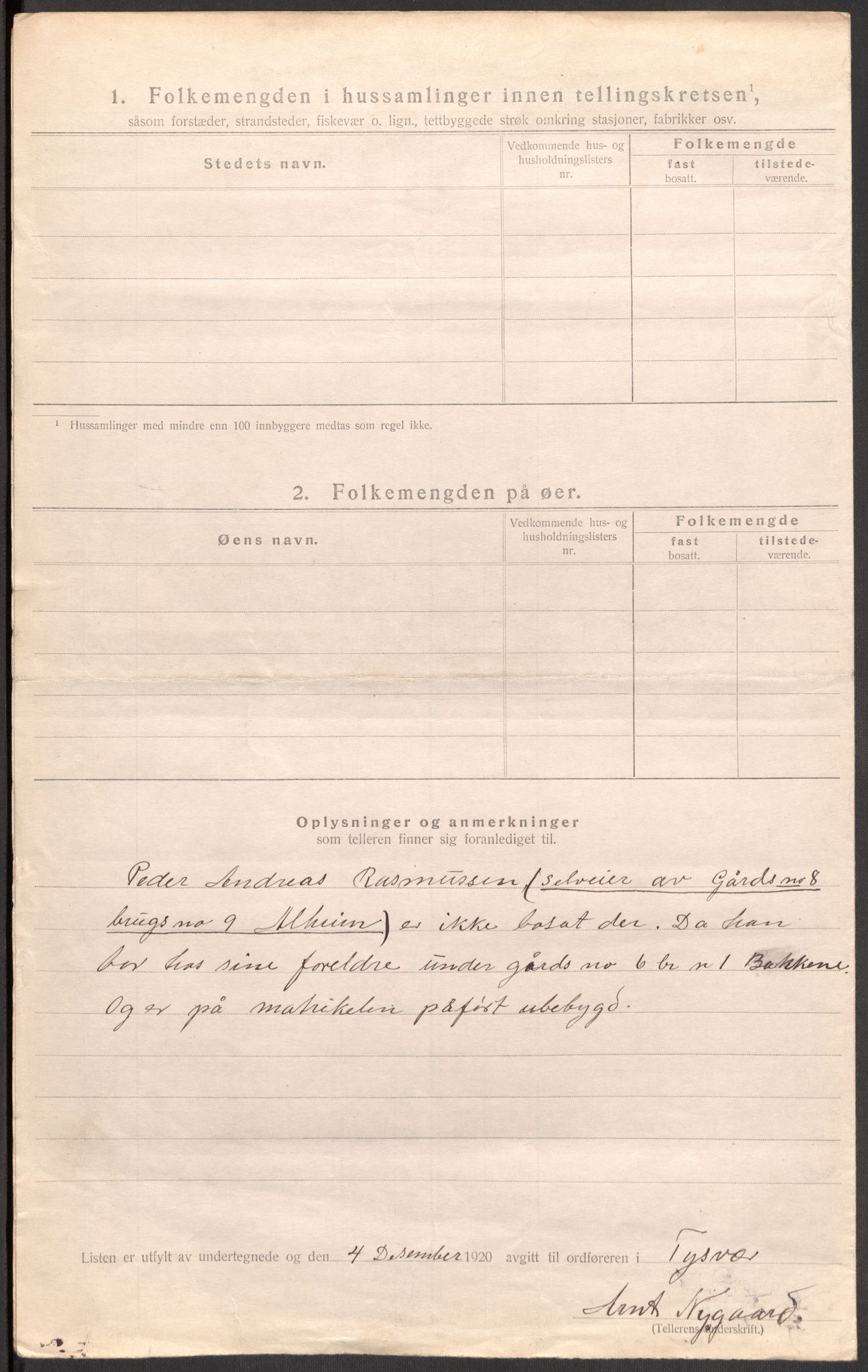 SAST, 1920 census for Tysvær, 1920, p. 16