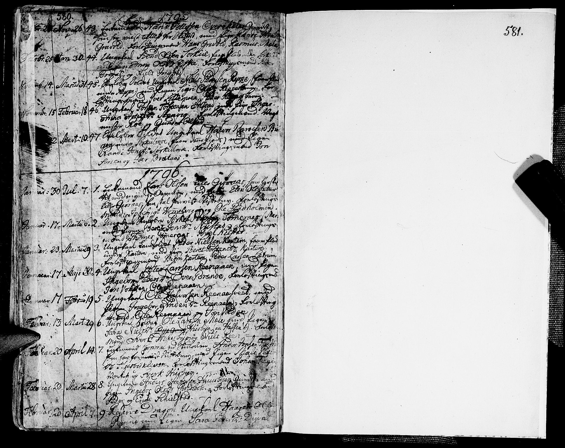 Ministerialprotokoller, klokkerbøker og fødselsregistre - Nord-Trøndelag, SAT/A-1458/709/L0059: Parish register (official) no. 709A06, 1781-1797, p. 580-581