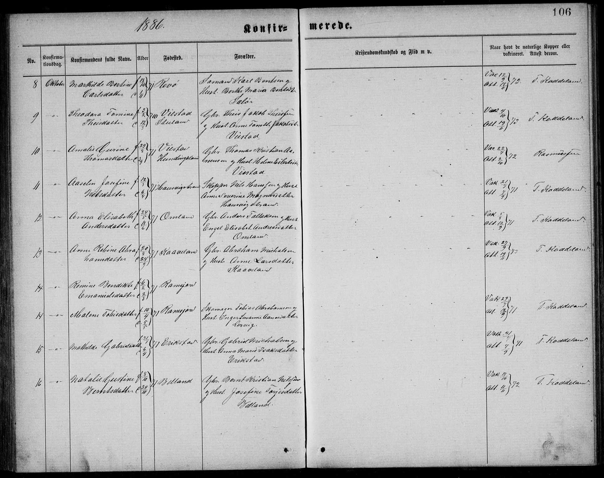 Lyngdal sokneprestkontor, AV/SAK-1111-0029/F/Fb/Fba/L0002: Parish register (copy) no. B 2, 1876-1886, p. 106