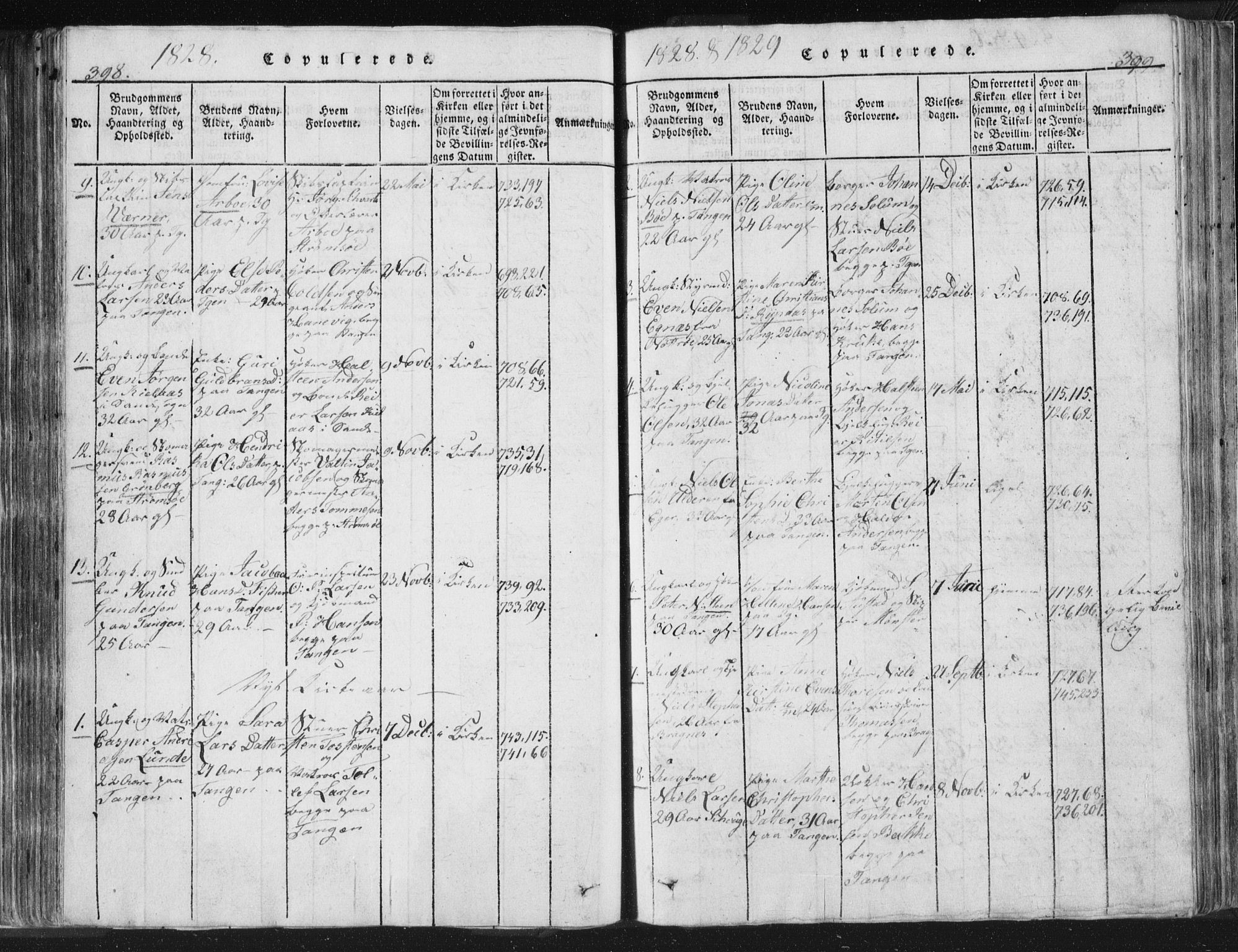 Strømsø kirkebøker, AV/SAKO-A-246/F/Fb/L0004: Parish register (official) no. II 4, 1814-1843, p. 398-399