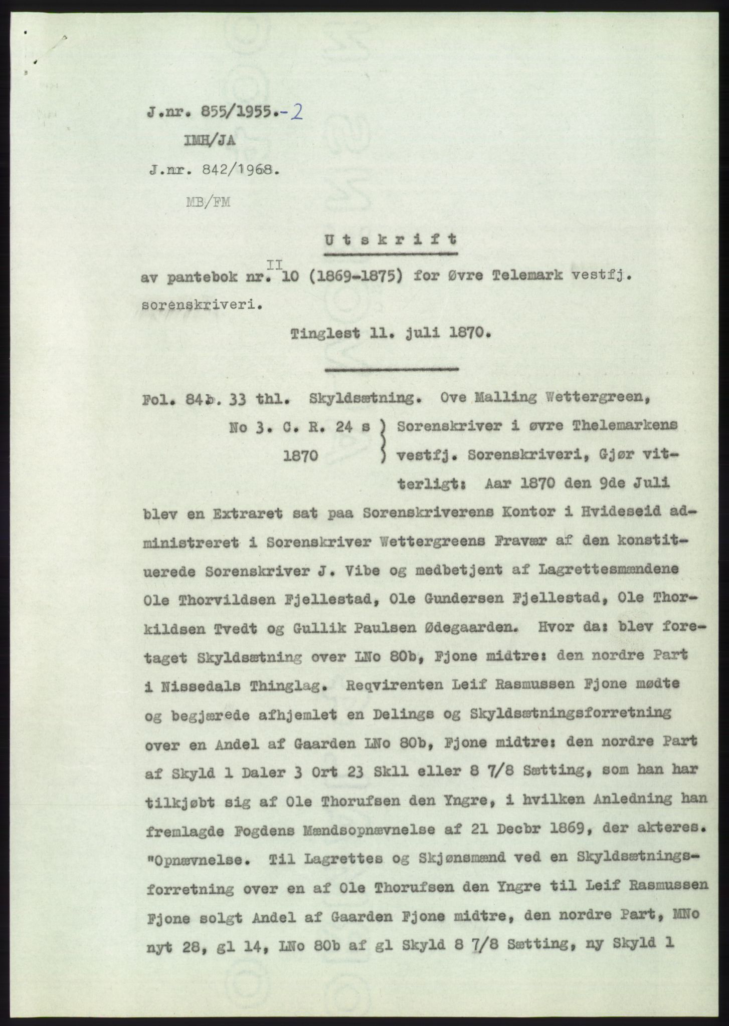 Statsarkivet i Kongsberg, AV/SAKO-A-0001/E/Ee/L0004: Avskrifter, SAO jnr. 802/1955 - 1192/1955, 1955, p. 48
