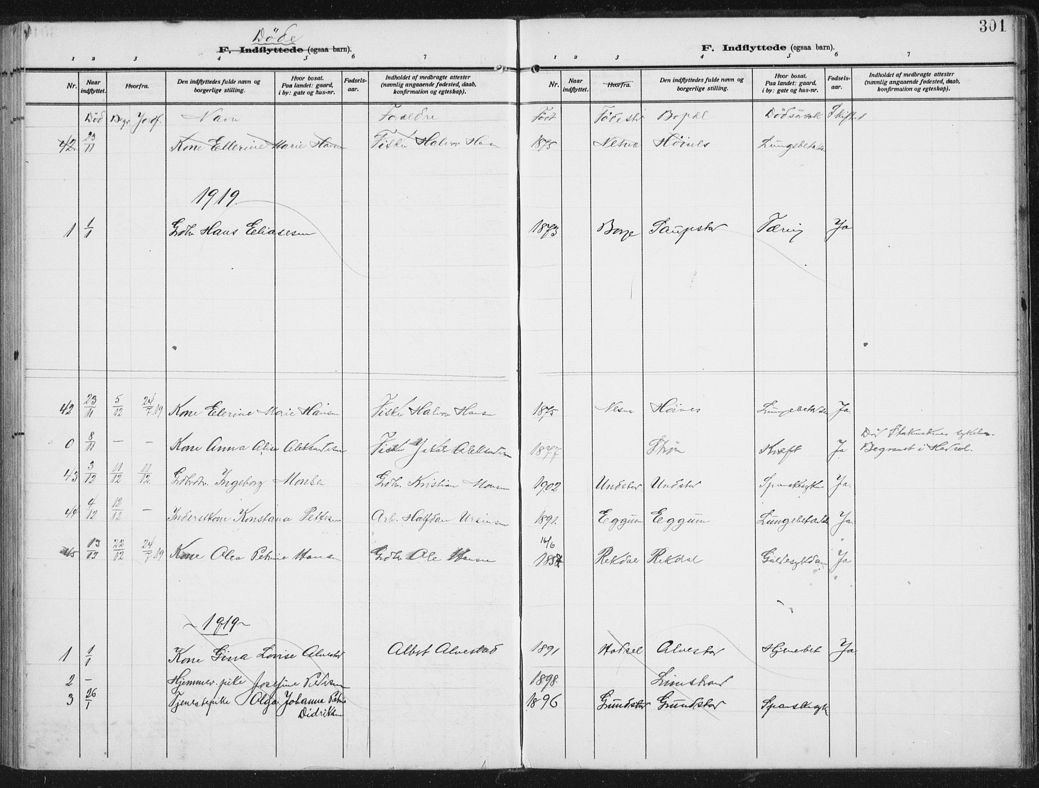 Ministerialprotokoller, klokkerbøker og fødselsregistre - Nordland, AV/SAT-A-1459/880/L1135: Parish register (official) no. 880A09, 1908-1919, p. 301