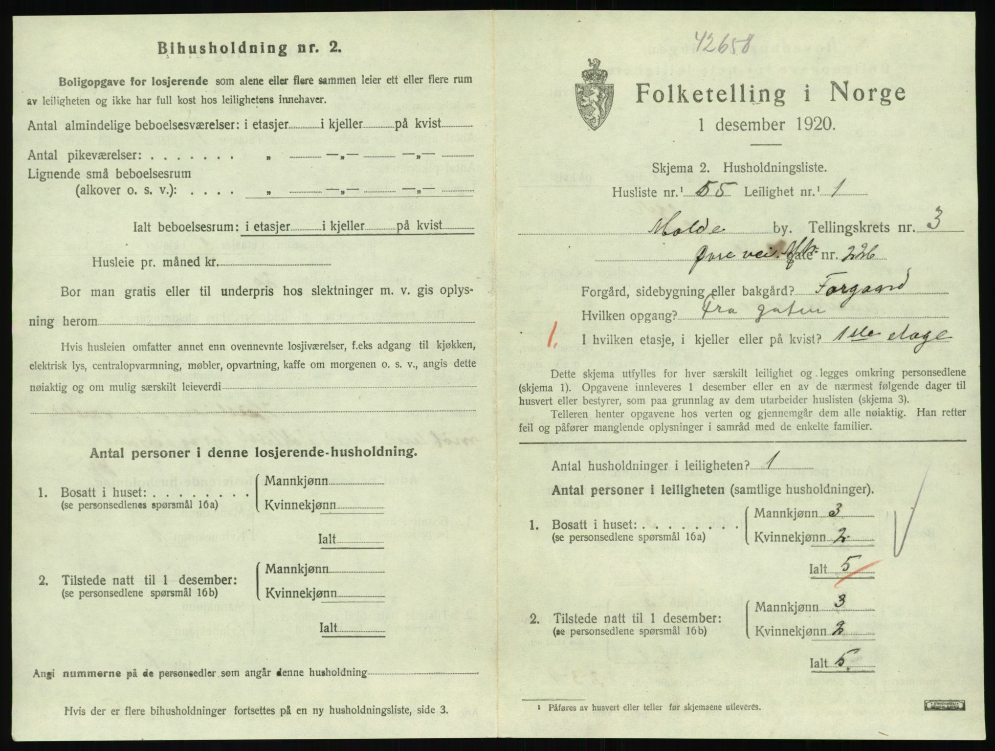 SAT, 1920 census for Molde, 1920, p. 1243